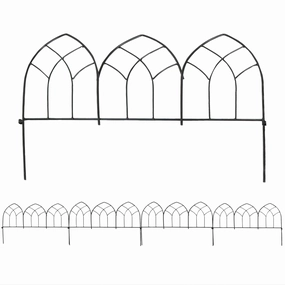 Sunnydaze 5-Piece Narbonne Steel Garden Fence Panels - 9' Overall decorative outdoor planter box designs