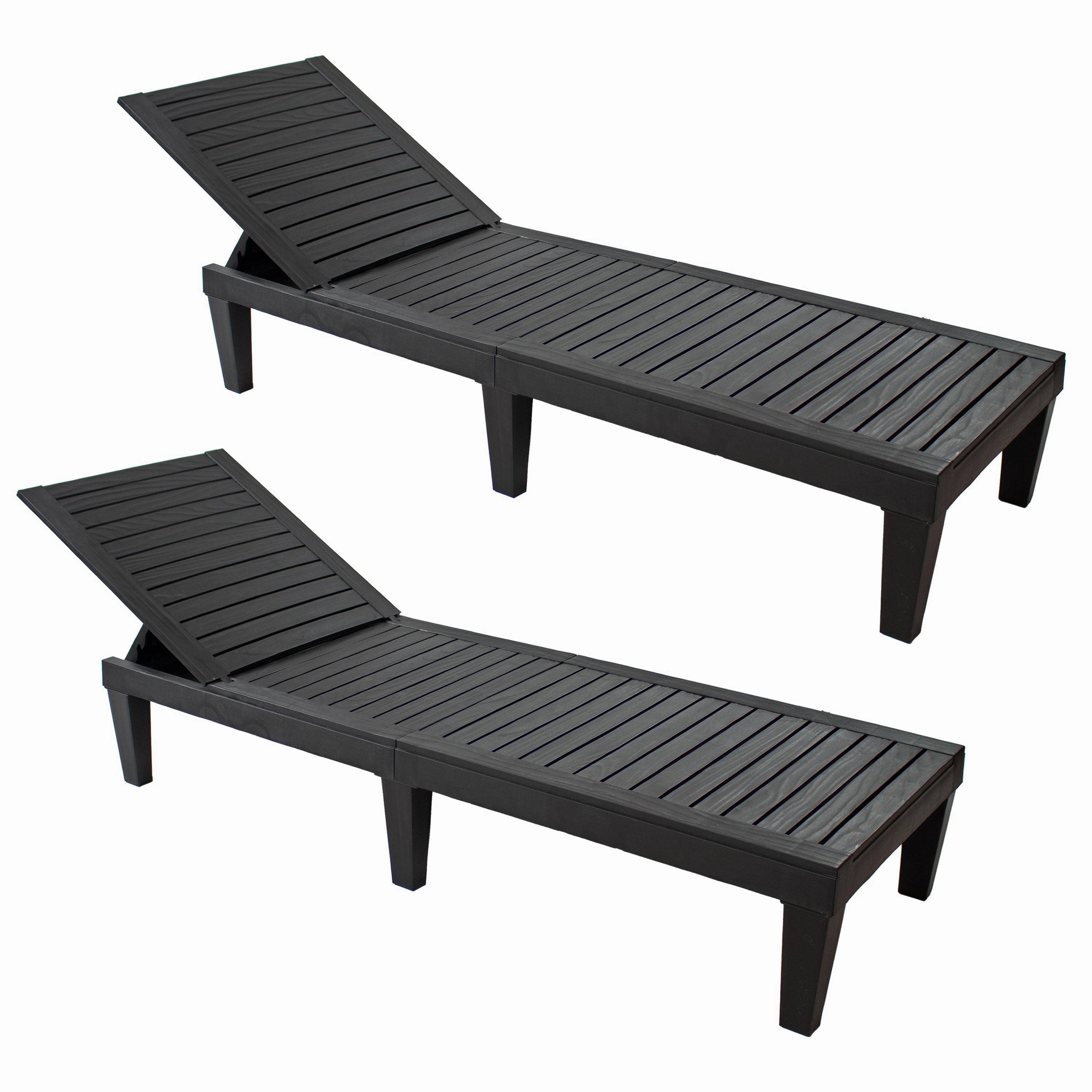 Sunnydaze 5-Position Outdoor Adjustable Chaise Lounge Chair - Black