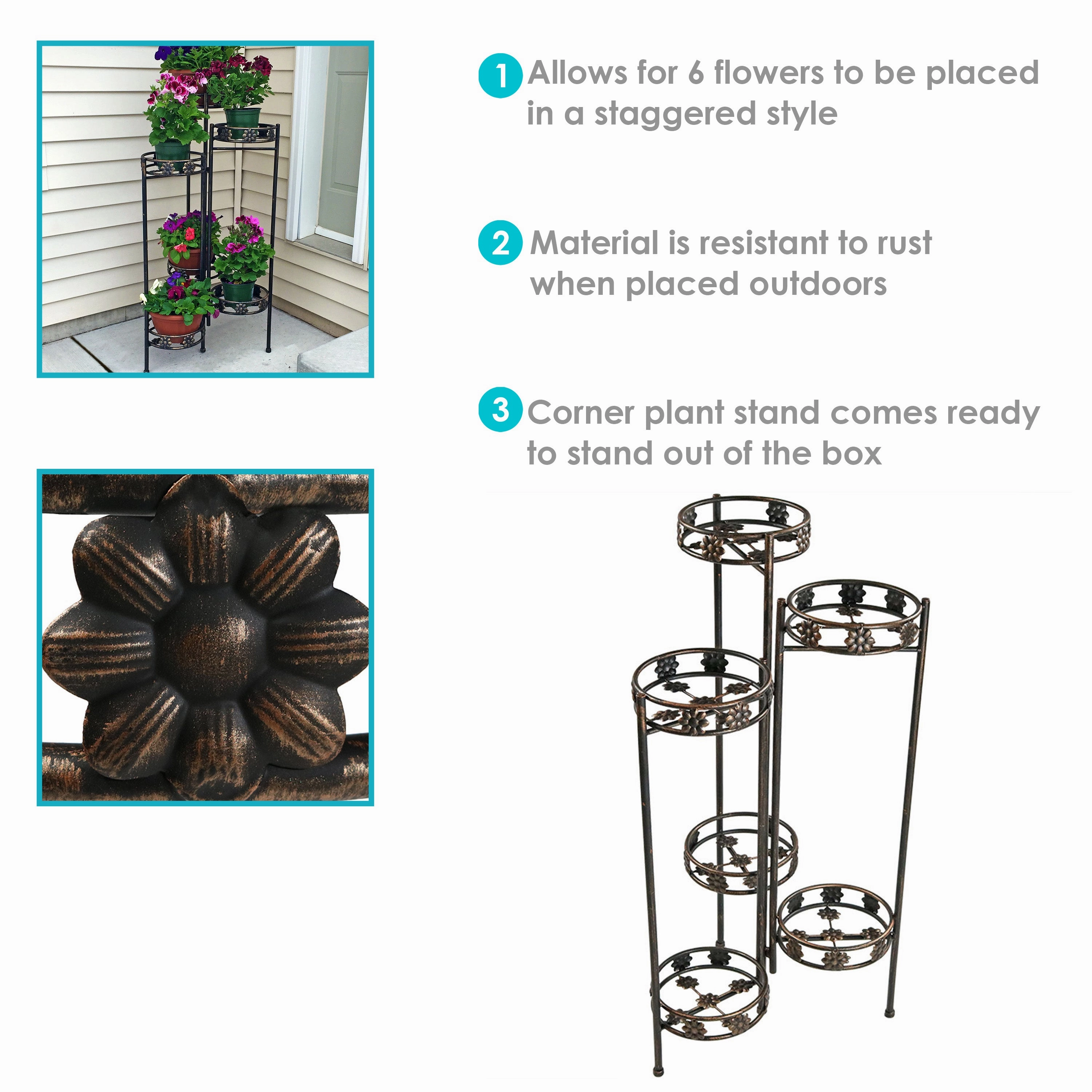Sunnydaze 6-Tier Folding Plant Stand - 45"