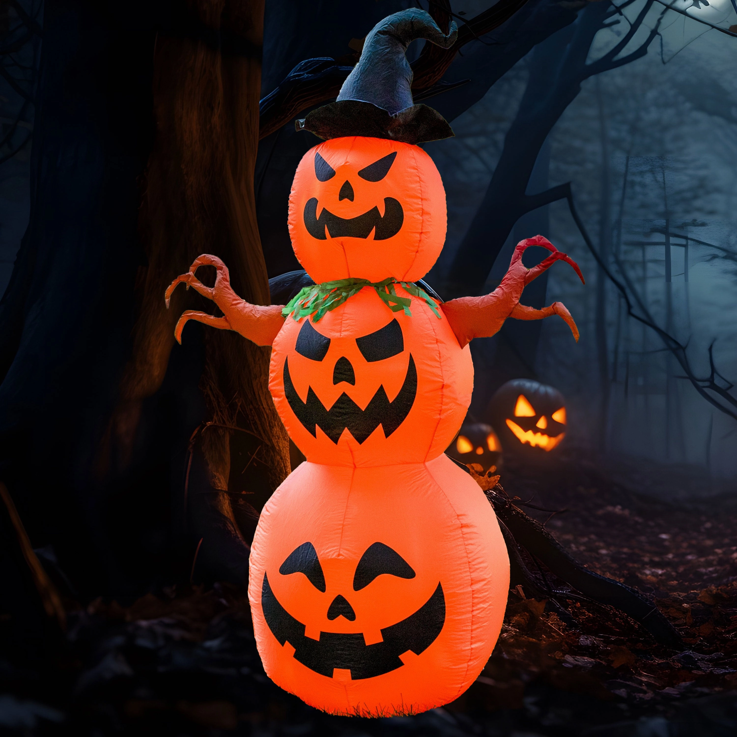 Sunnydaze 7 Jack-O-Lantern Scarecrow Pumpkin Inflatable Halloween Decorationoutdoor garden decorative ornaments