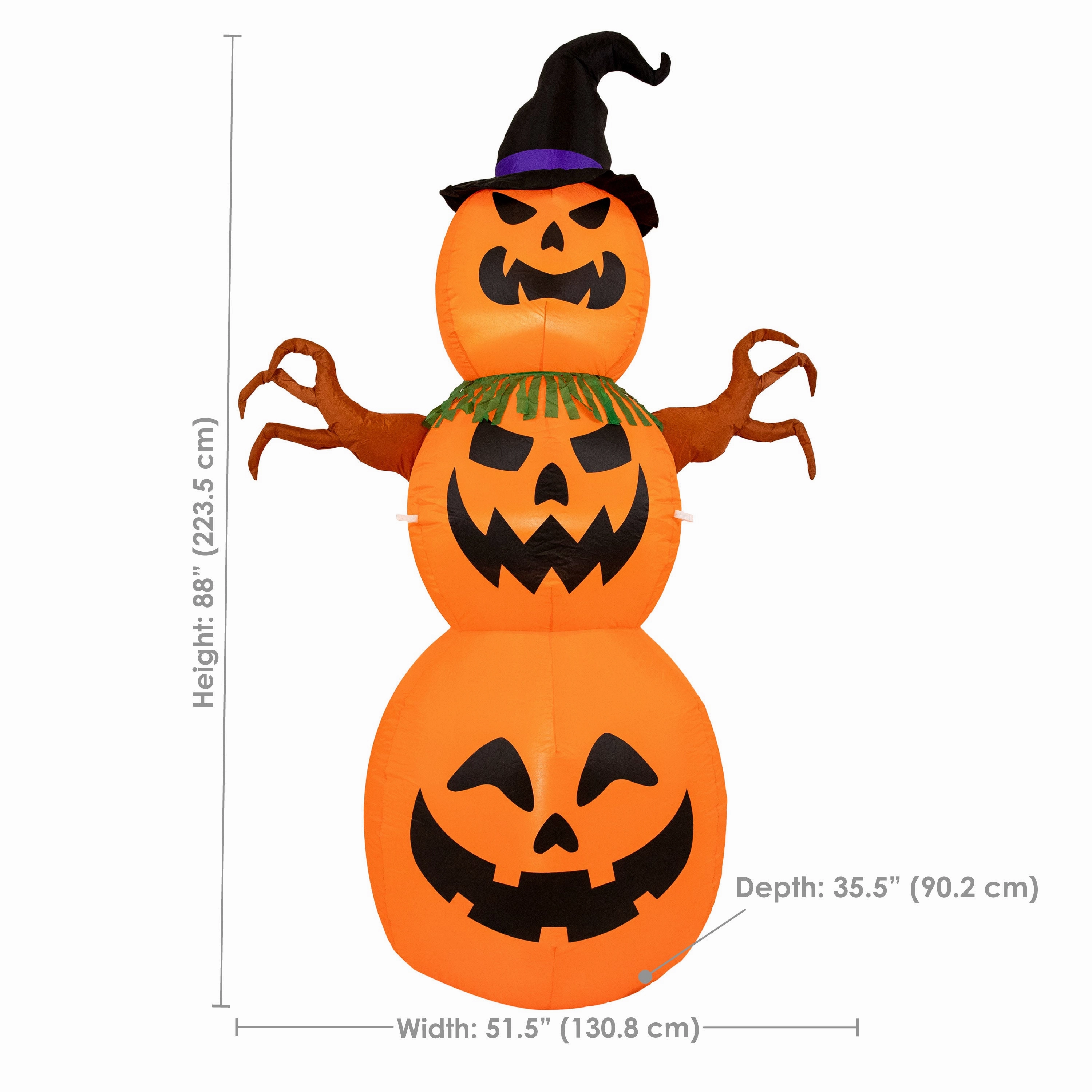 Sunnydaze 7 Jack-O-Lantern Scarecrow Pumpkin Inflatable Halloween Decoration