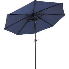 Sunnydaze 9' Aluminum Spun-Poly Market Umbrella with Tilt and Crank - Navy Blueadjustable height outdoor parasol