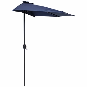 Sunnydaze 9' Solar Outdoor Half Patio Umbrella with LED Lightsadjustable height outdoor parasol