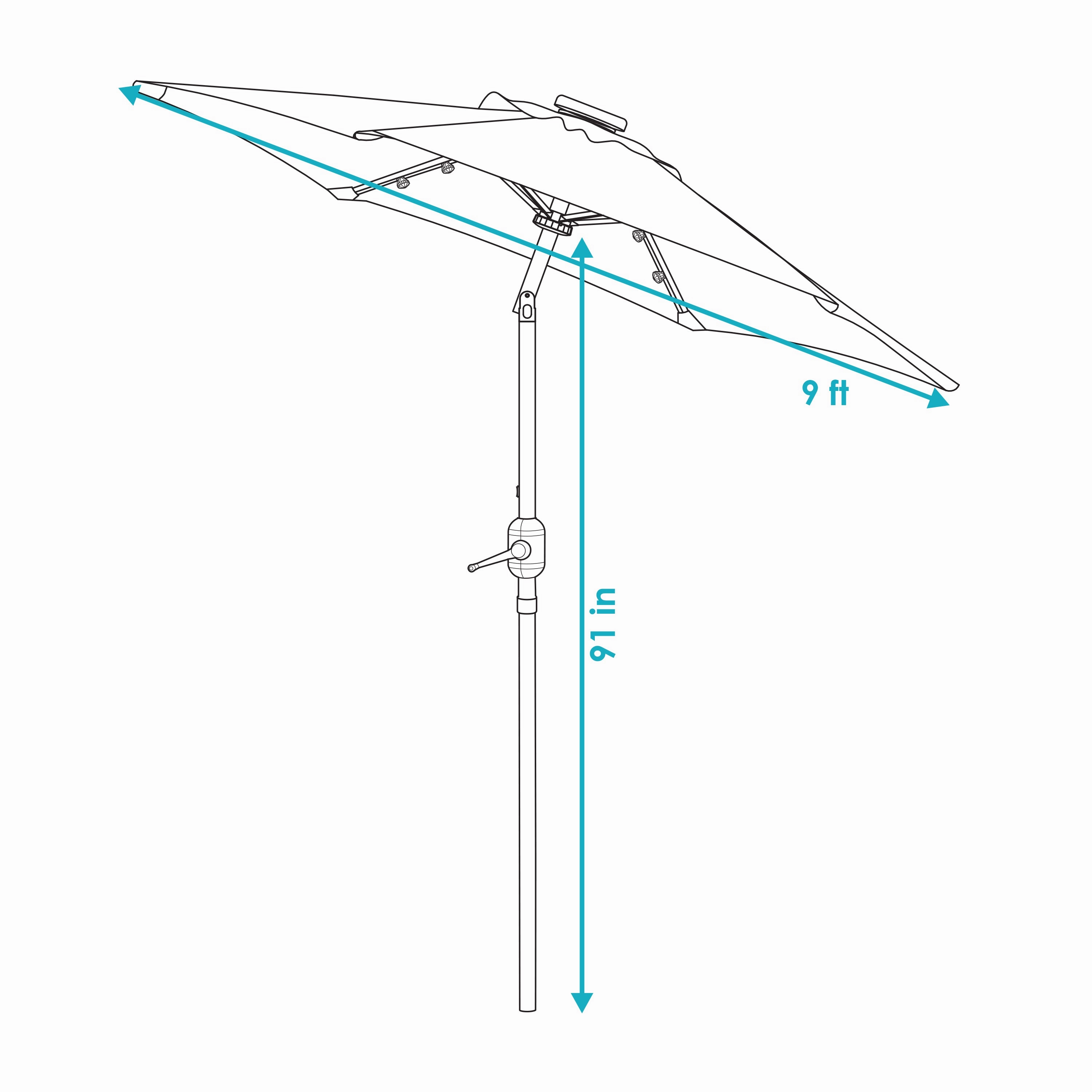 Sunnydaze 9' Striped Patio Umbrella with Solar Lights