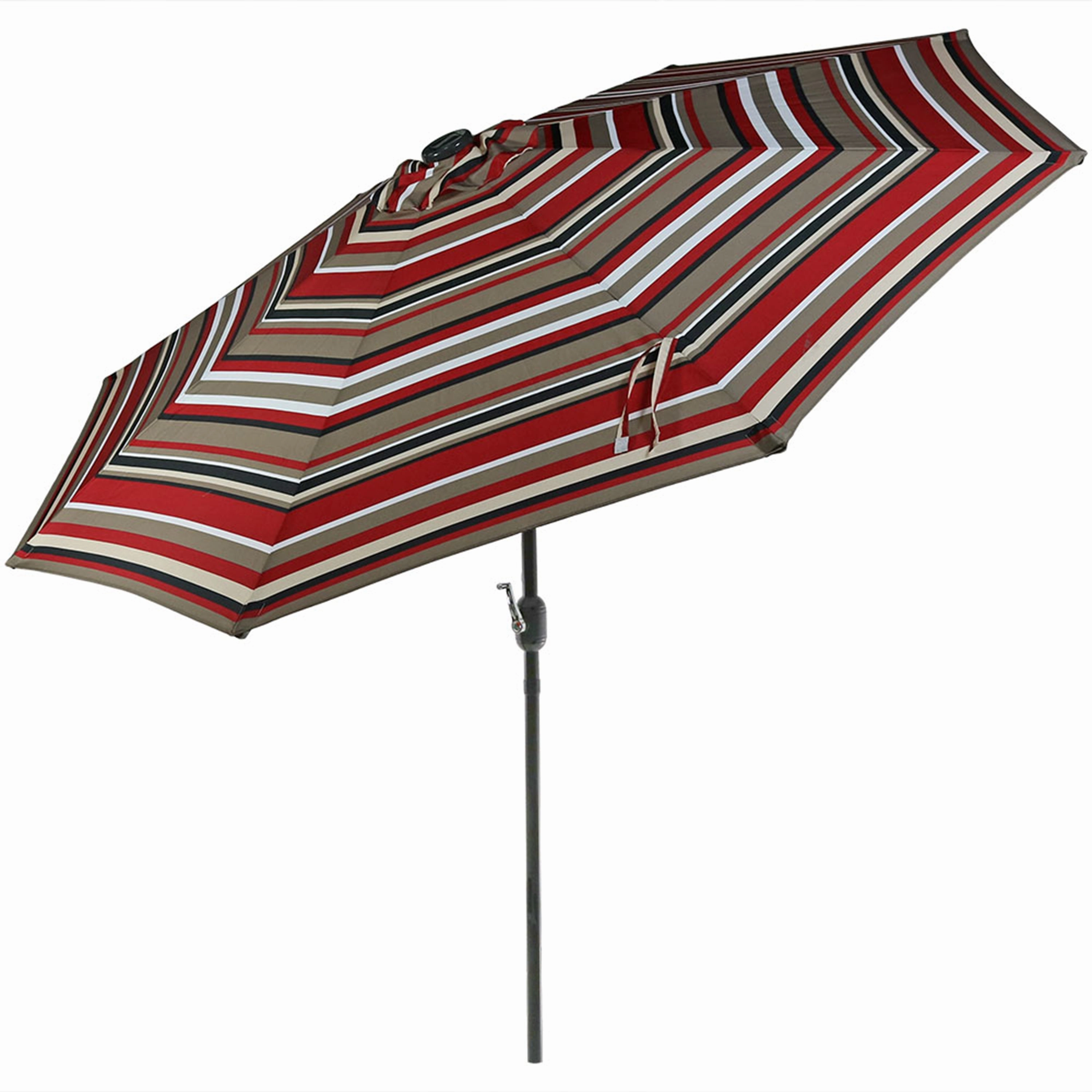 Sunnydaze 9' Striped Patio Umbrella with Solar Lights