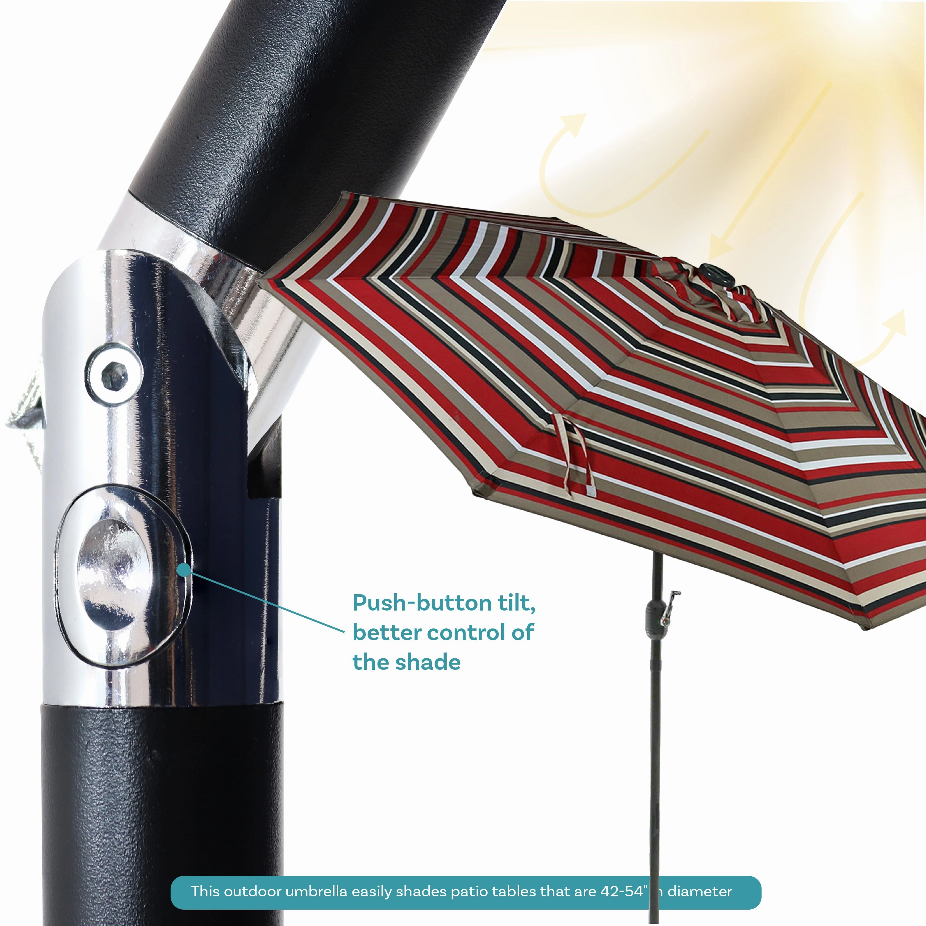 Sunnydaze 9' Striped Patio Umbrella with Solar Lights