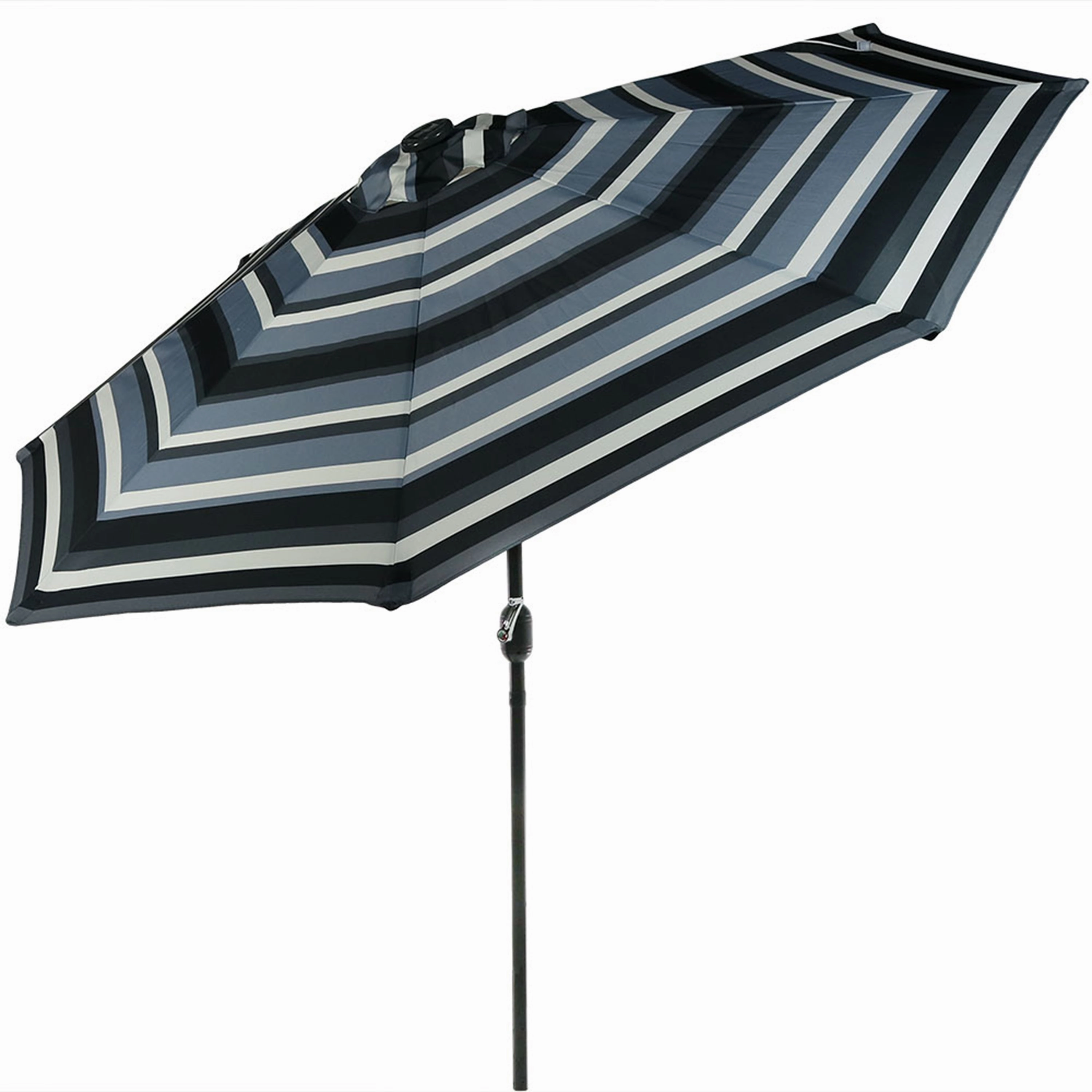 Sunnydaze 9' Striped Patio Umbrella with Solar Lights