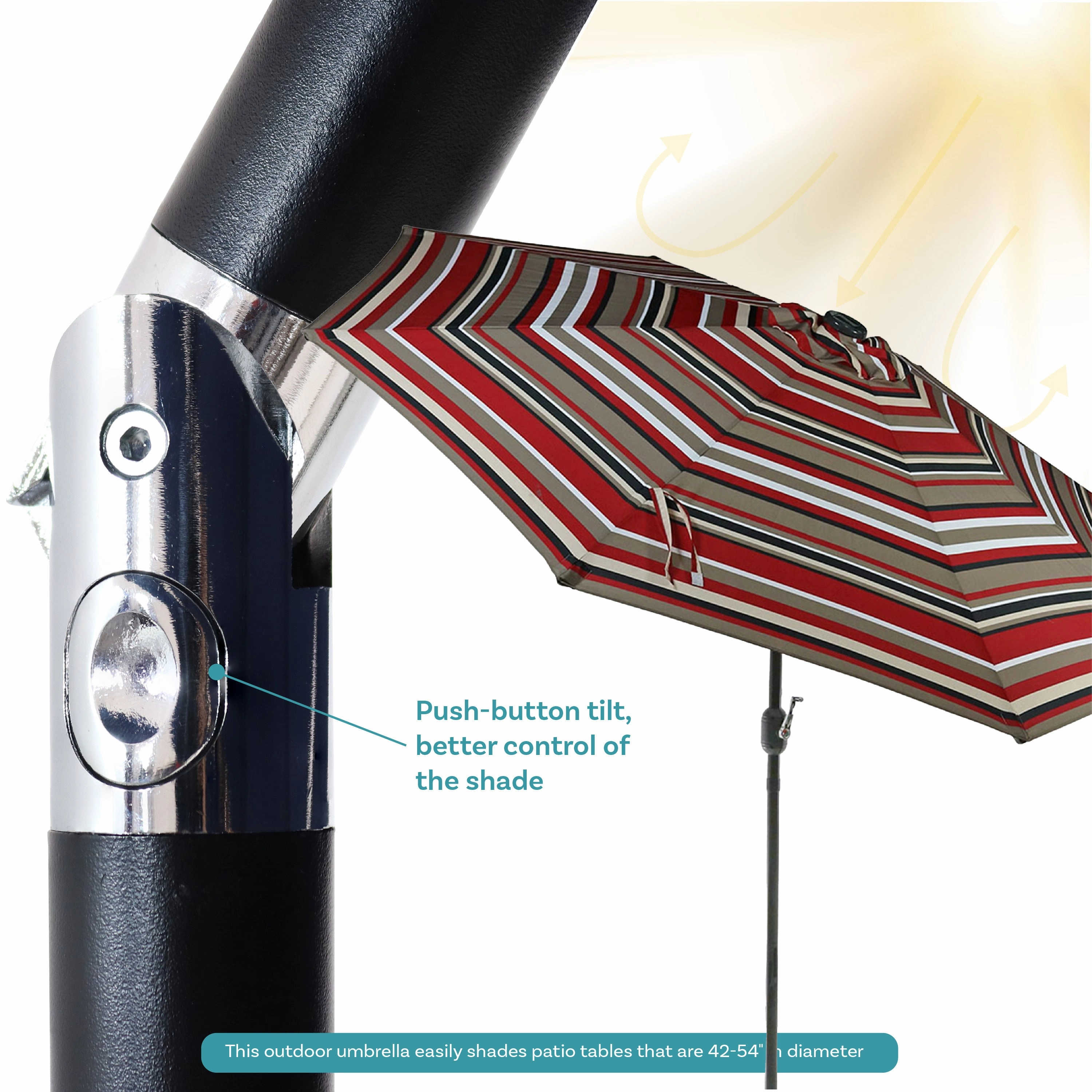 Sunnydaze 9' Striped Patio Umbrella with Solar Lights