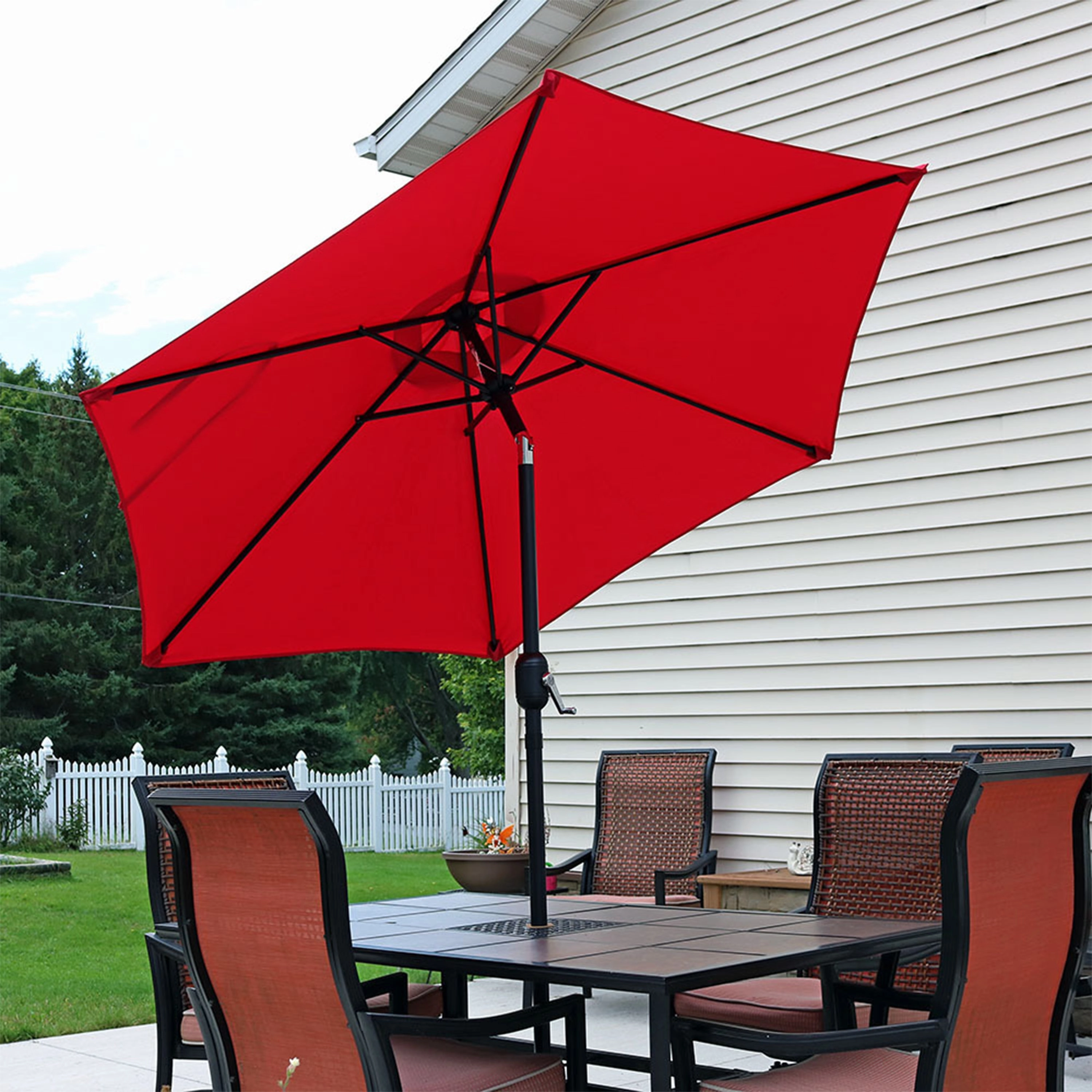 Sunnydaze Aluminum 7.5' Outdoor Patio Umbrella with Tilt and Crank