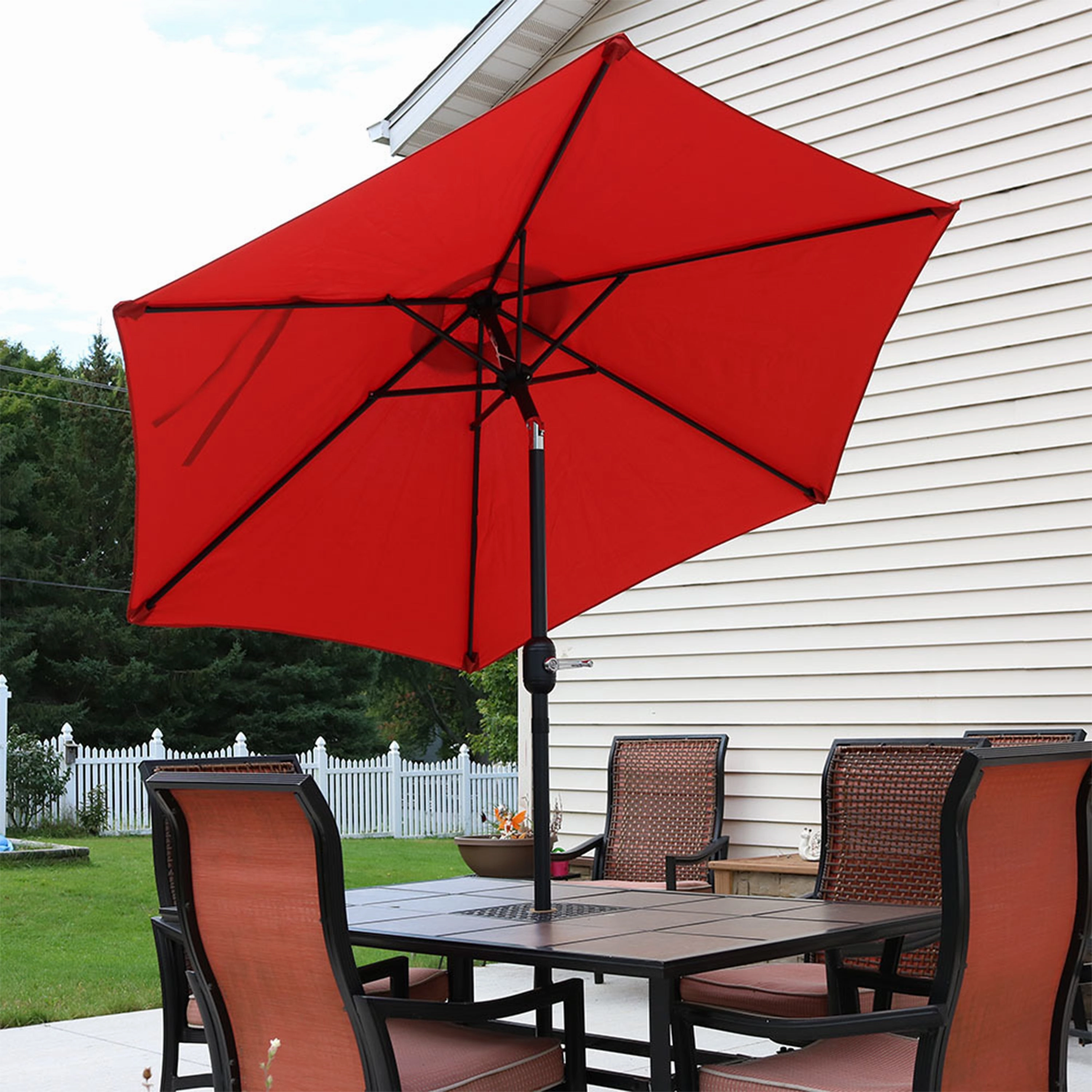 Sunnydaze Aluminum 7.5' Outdoor Patio Umbrella with Tilt and Crank