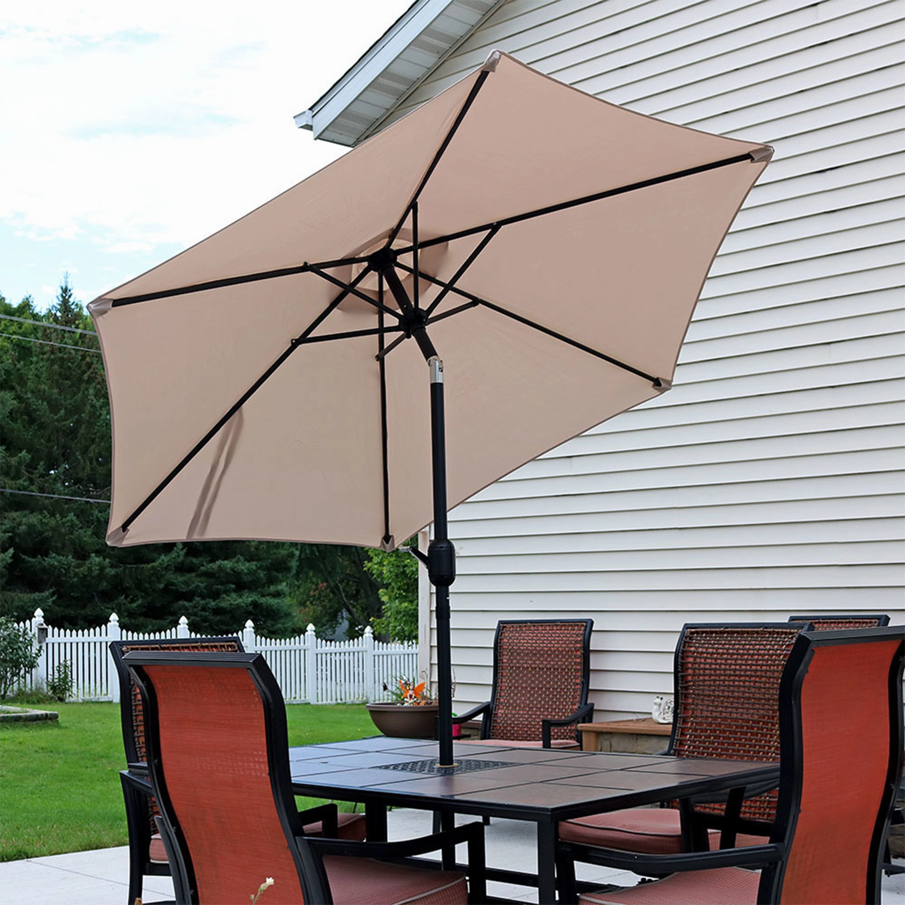 Sunnydaze Aluminum 7.5' Outdoor Patio Umbrella with Tilt and Crank
