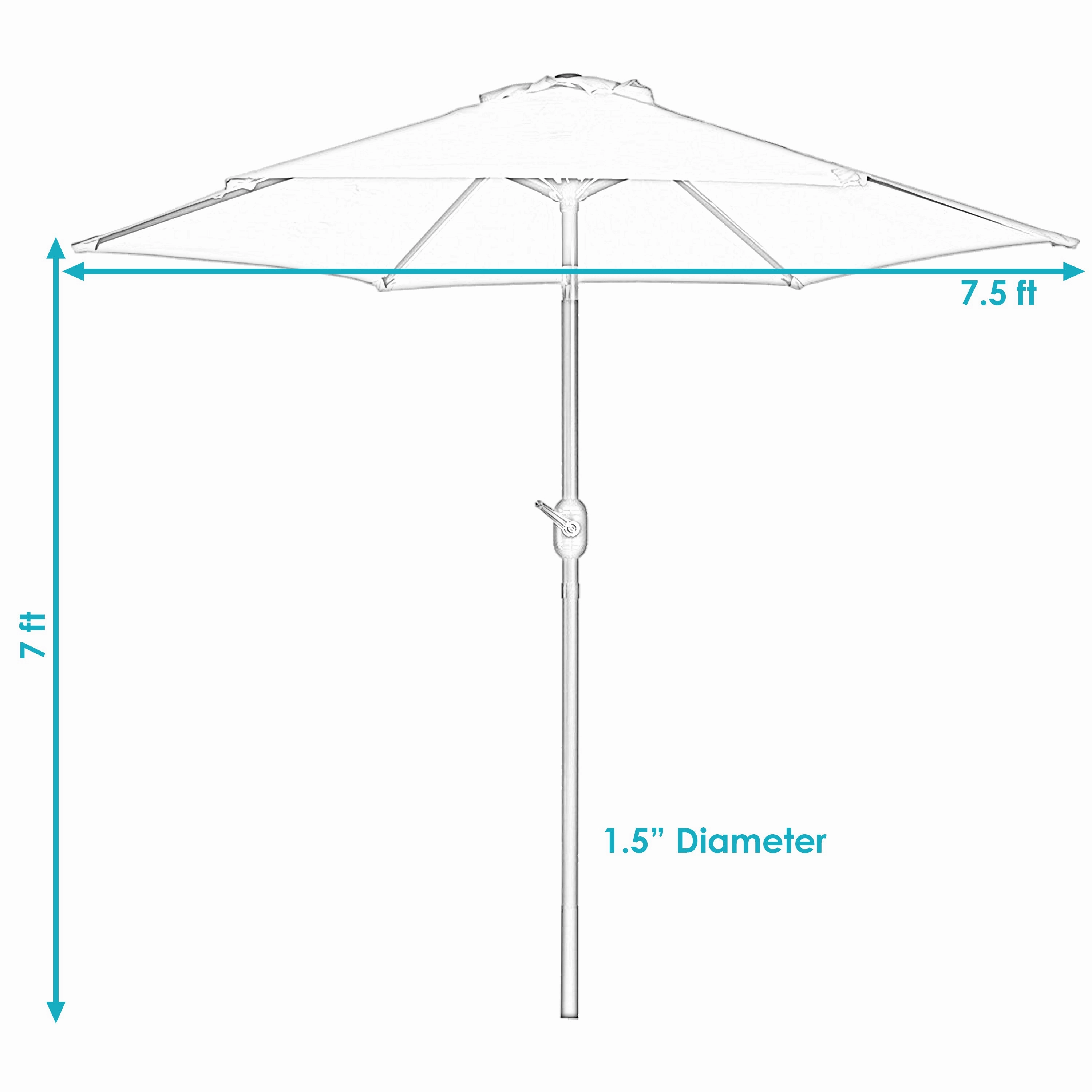 Sunnydaze Aluminum 7.5' Outdoor Patio Umbrella with Tilt and Crank