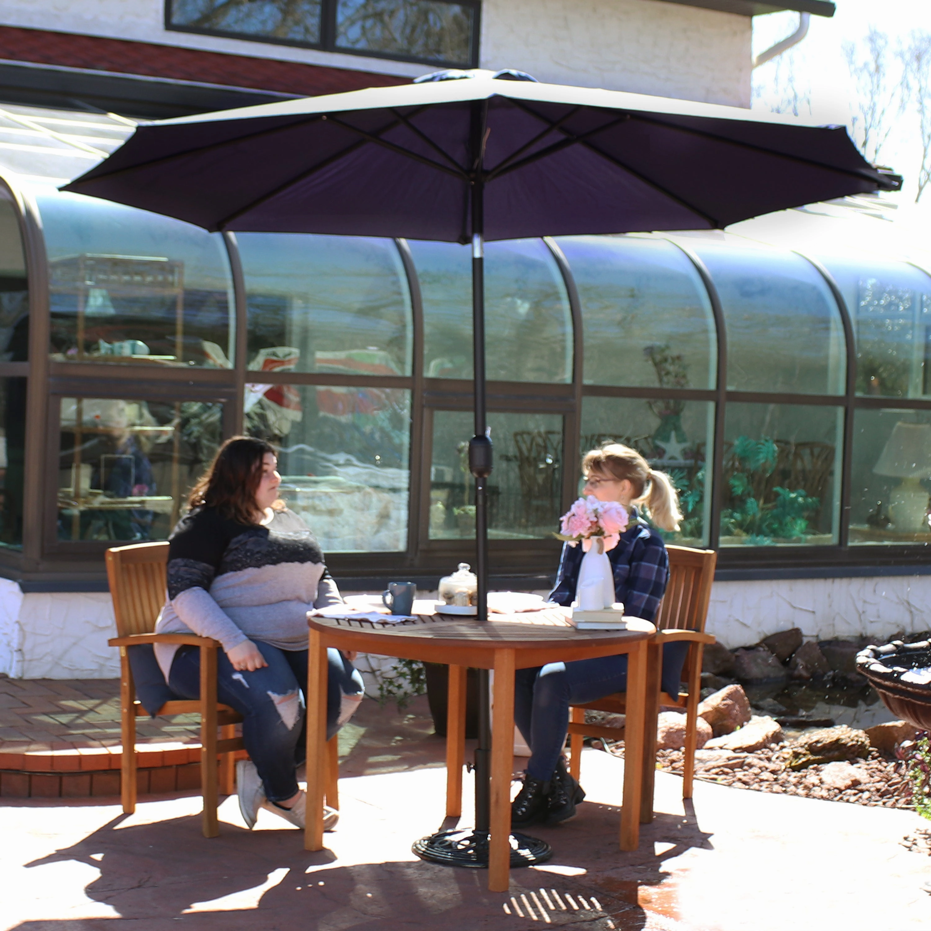 Sunnydaze Aluminum 9' Outdoor Patio Umbrella with Tilt and Crank