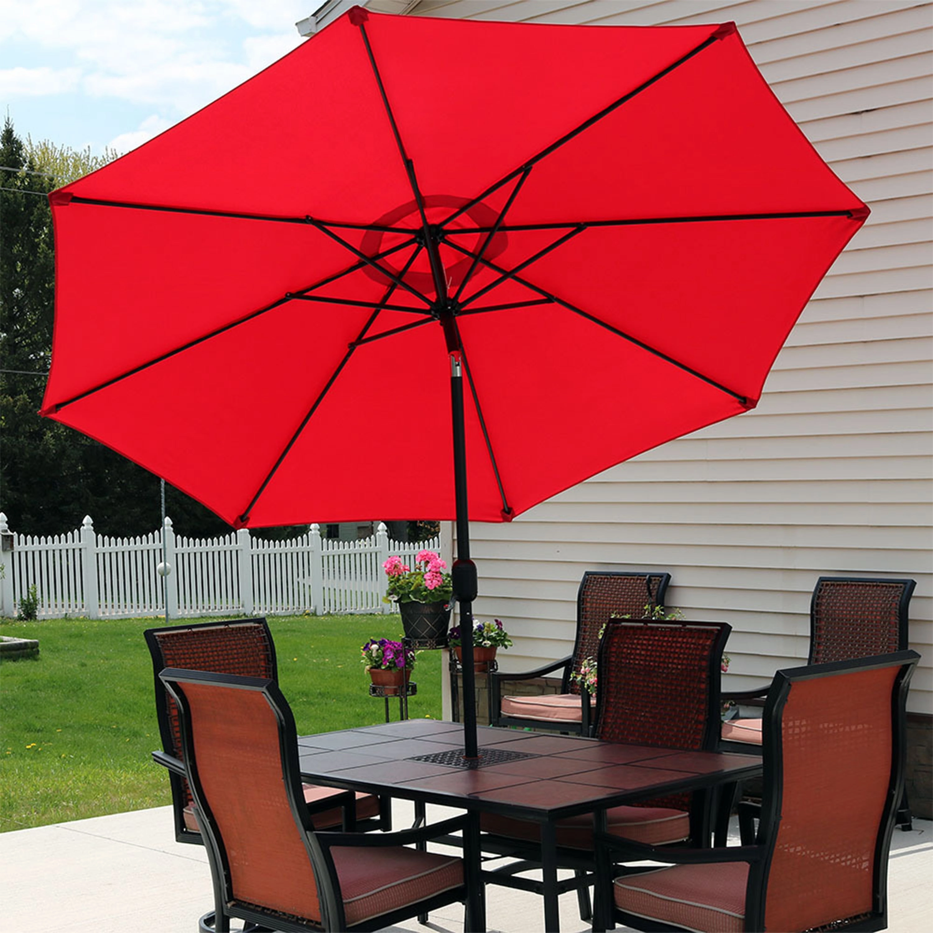 Sunnydaze Aluminum 9' Outdoor Patio Umbrella with Tilt and Crank
