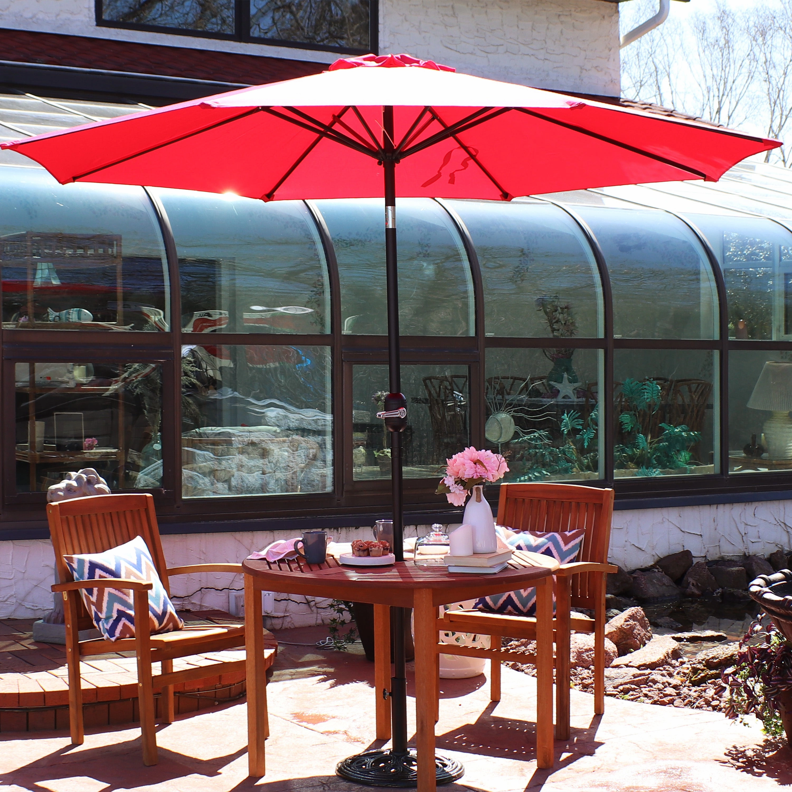 Sunnydaze Aluminum 9' Outdoor Patio Umbrella with Tilt and Crank