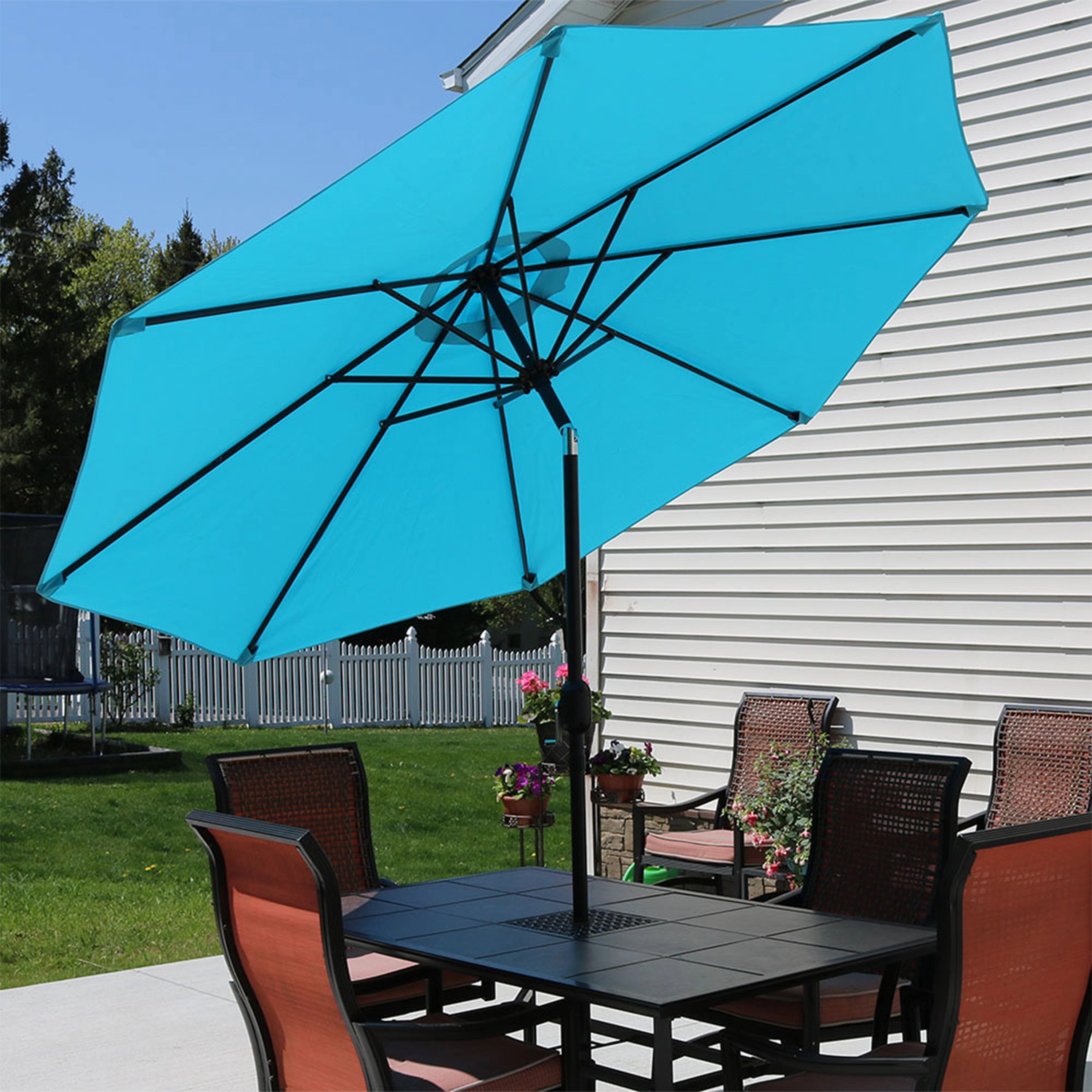 Sunnydaze Aluminum 9' Outdoor Patio Umbrella with Tilt and Crank