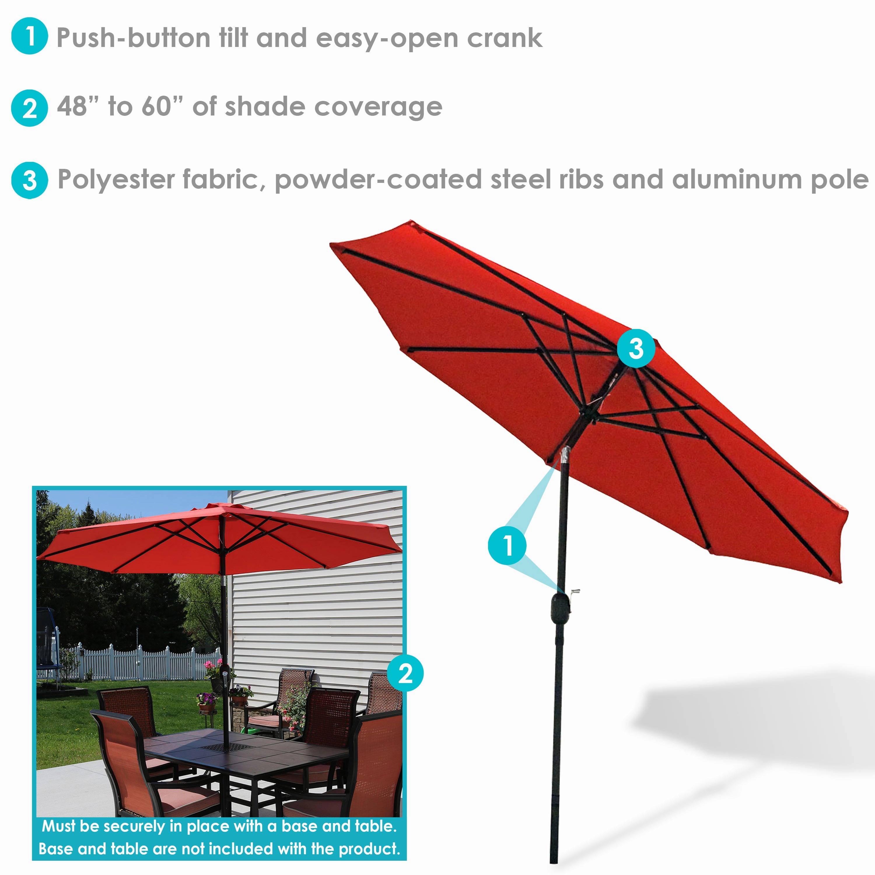 Sunnydaze Aluminum 9' Outdoor Patio Umbrella with Tilt and Crank