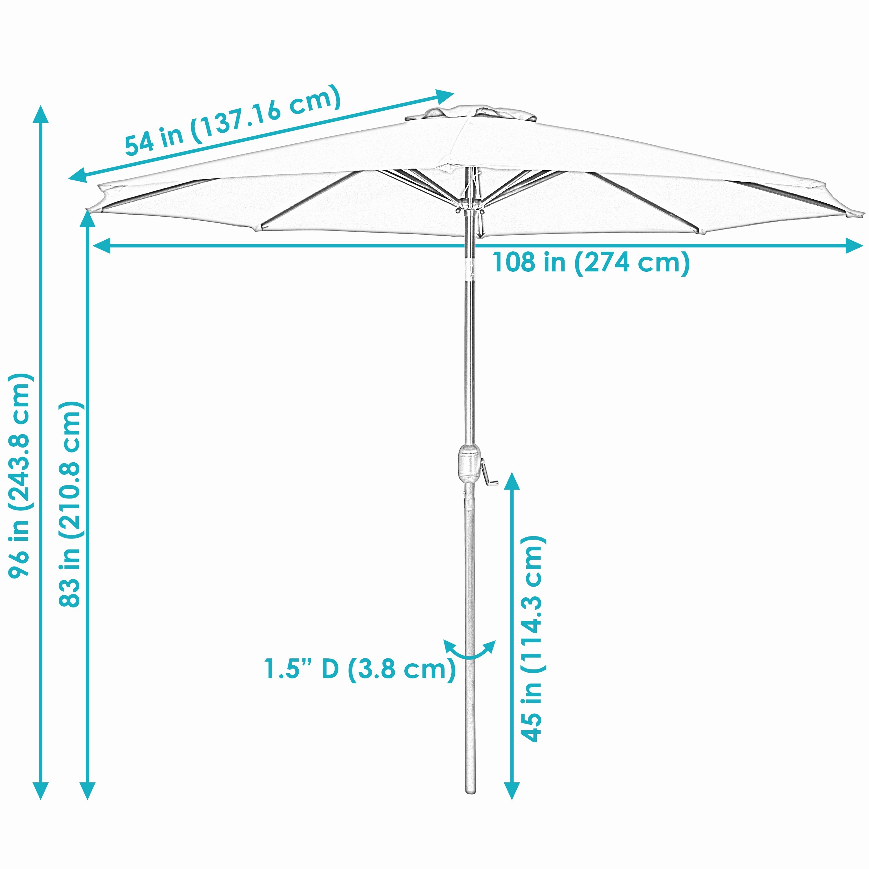 Sunnydaze Aluminum 9' Outdoor Patio Umbrella with Tilt and Crank