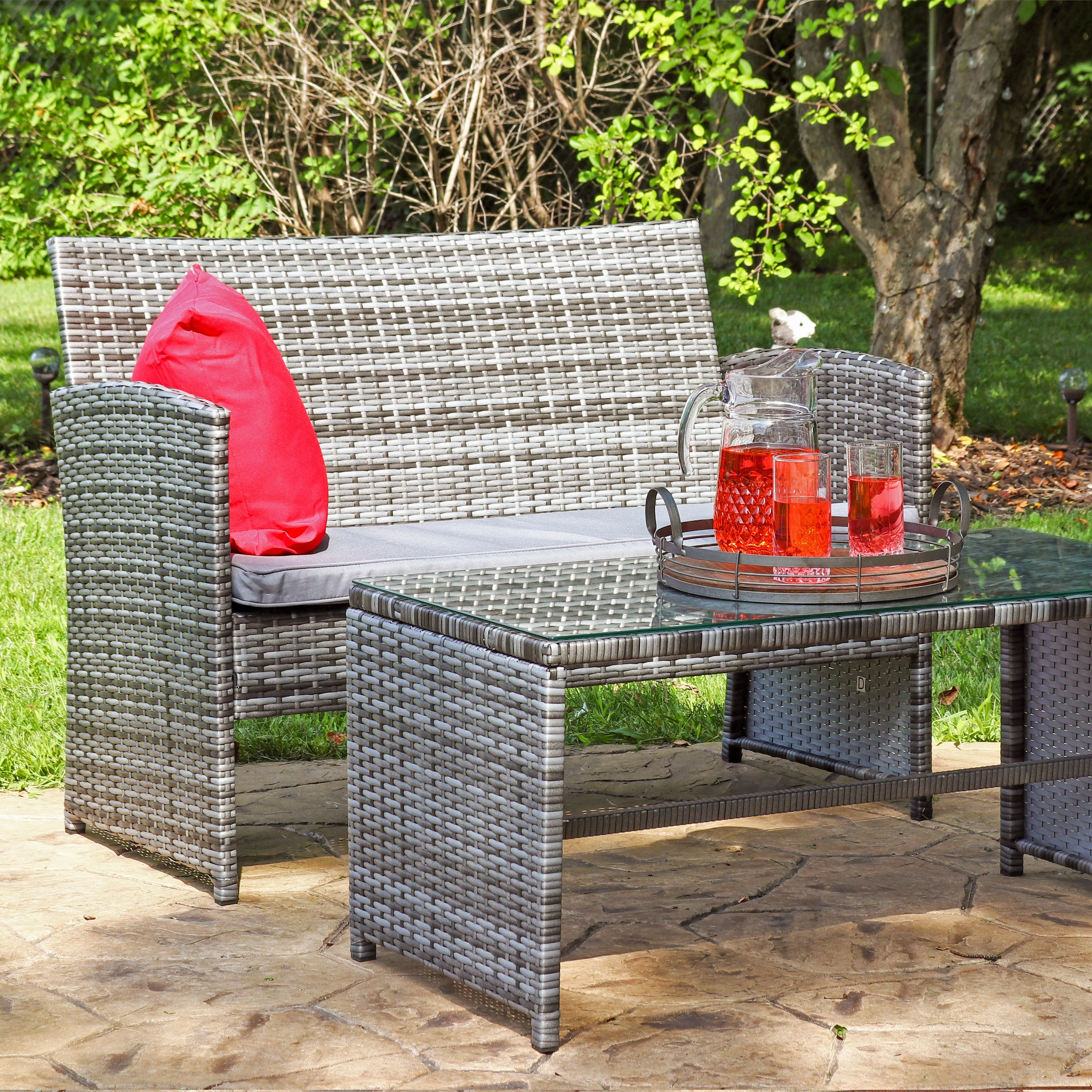 Sunnydaze Ardfield 4-Piece Patio Conversation Set with Cushions