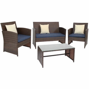 Sunnydaze Ardfield 4-Piece Patio Conversation Set with Cushionsoutdoor patio furniture set