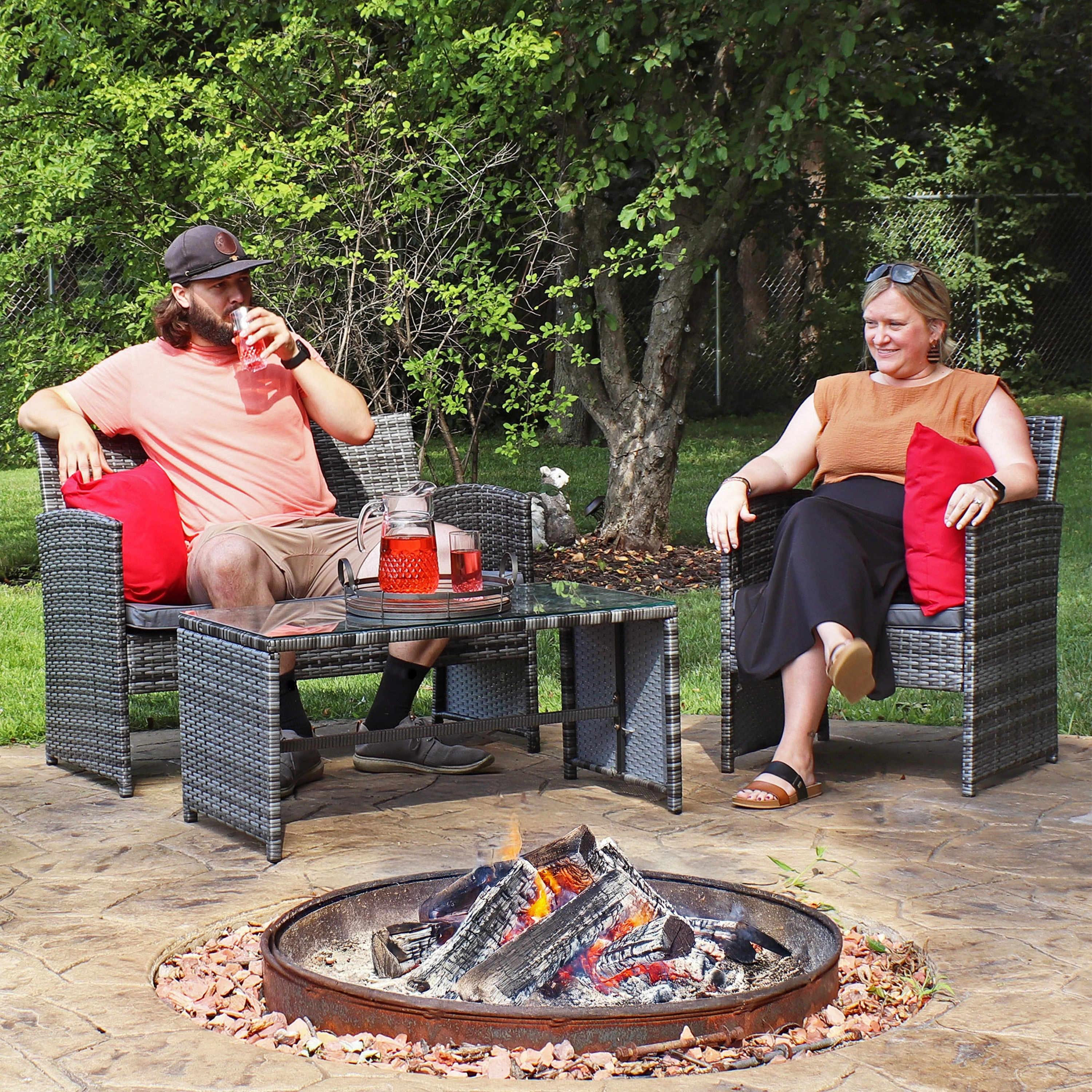 Sunnydaze Ardfield 4-Piece Patio Conversation Set with Cushions