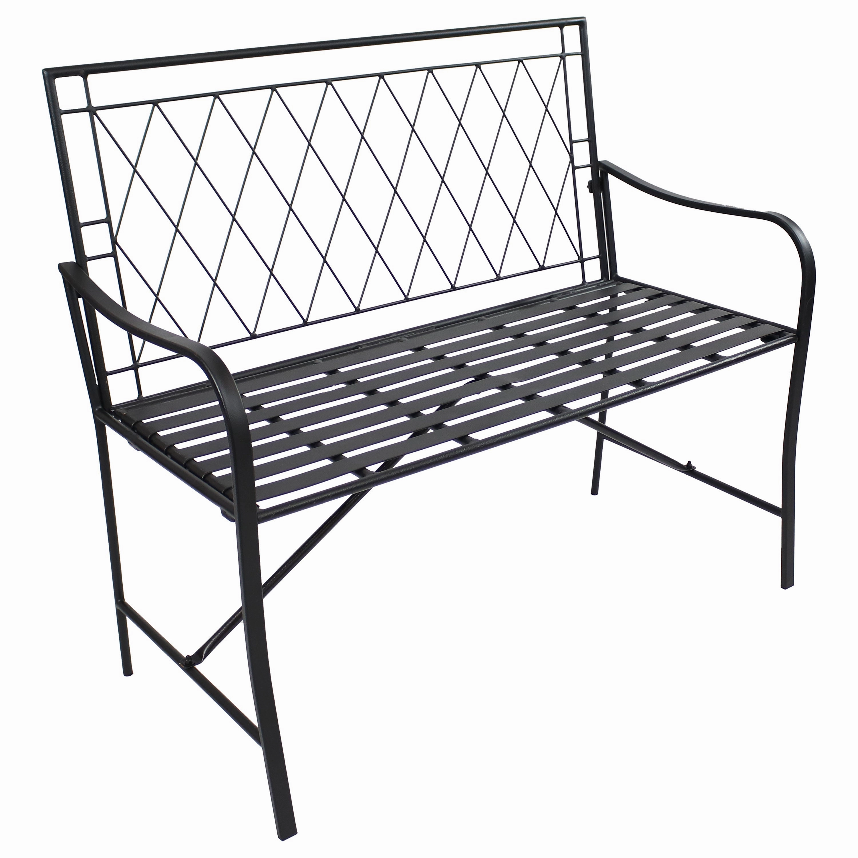 Sunnydaze Argyle Diamond Iron Outdoor Patio Bench - Blackoutdoor patio furniture set