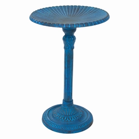 Sunnydaze Art Deco Sunburst Metal Bird Bath - Blue Patina - 14"outdoor garden decorative ornaments