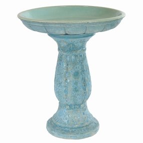 Sunnydaze Avignon Outdoor Ceramic Bird Bath - Blue Lava Finish - 18.75" Houtdoor garden decorative ornaments