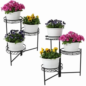 Sunnydaze Black 3-Tiered Planter Stand - 22" H - Set of Two decorative outdoor planter box designs