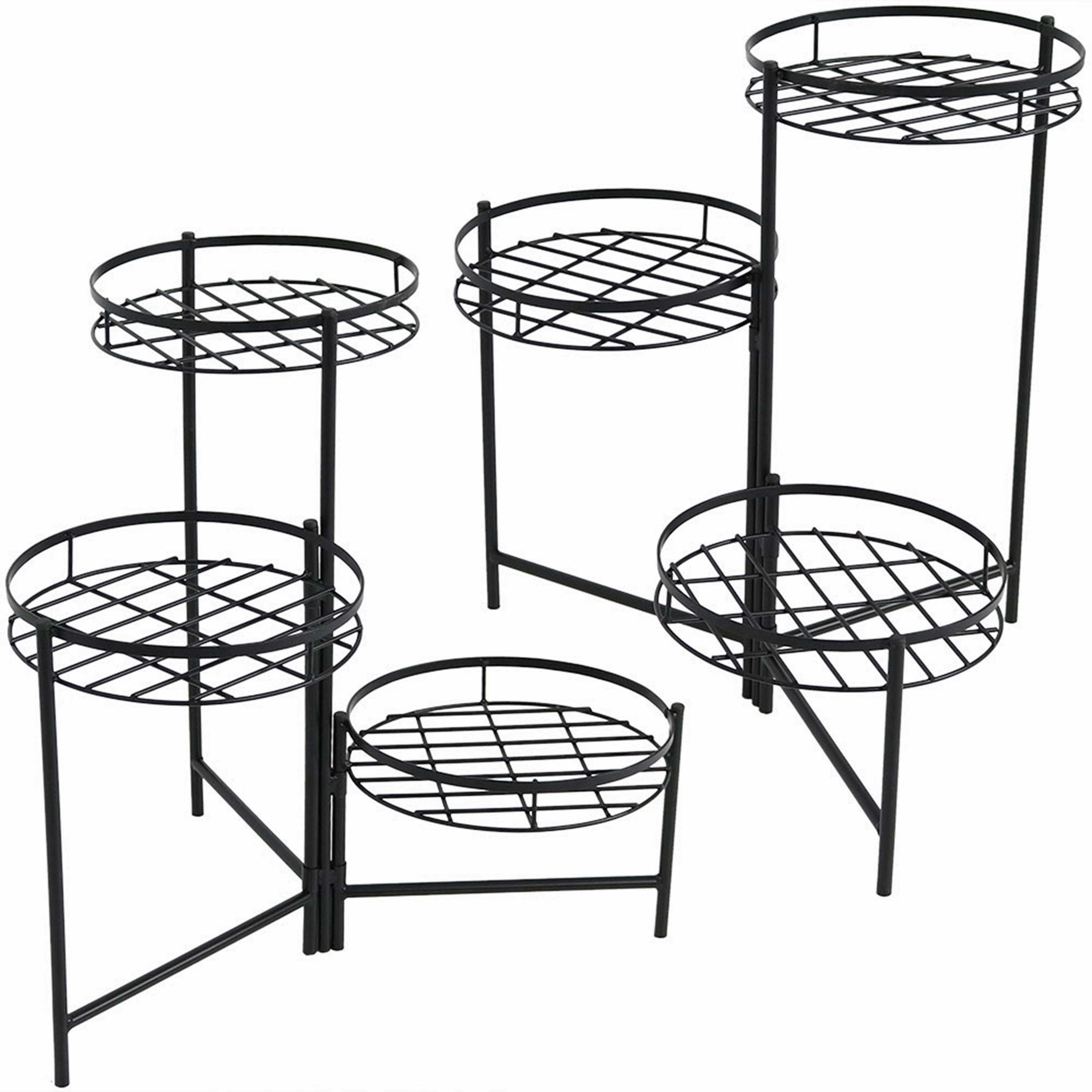 Sunnydaze Black 3-Tiered Planter Stand - 22" H - Set of Two