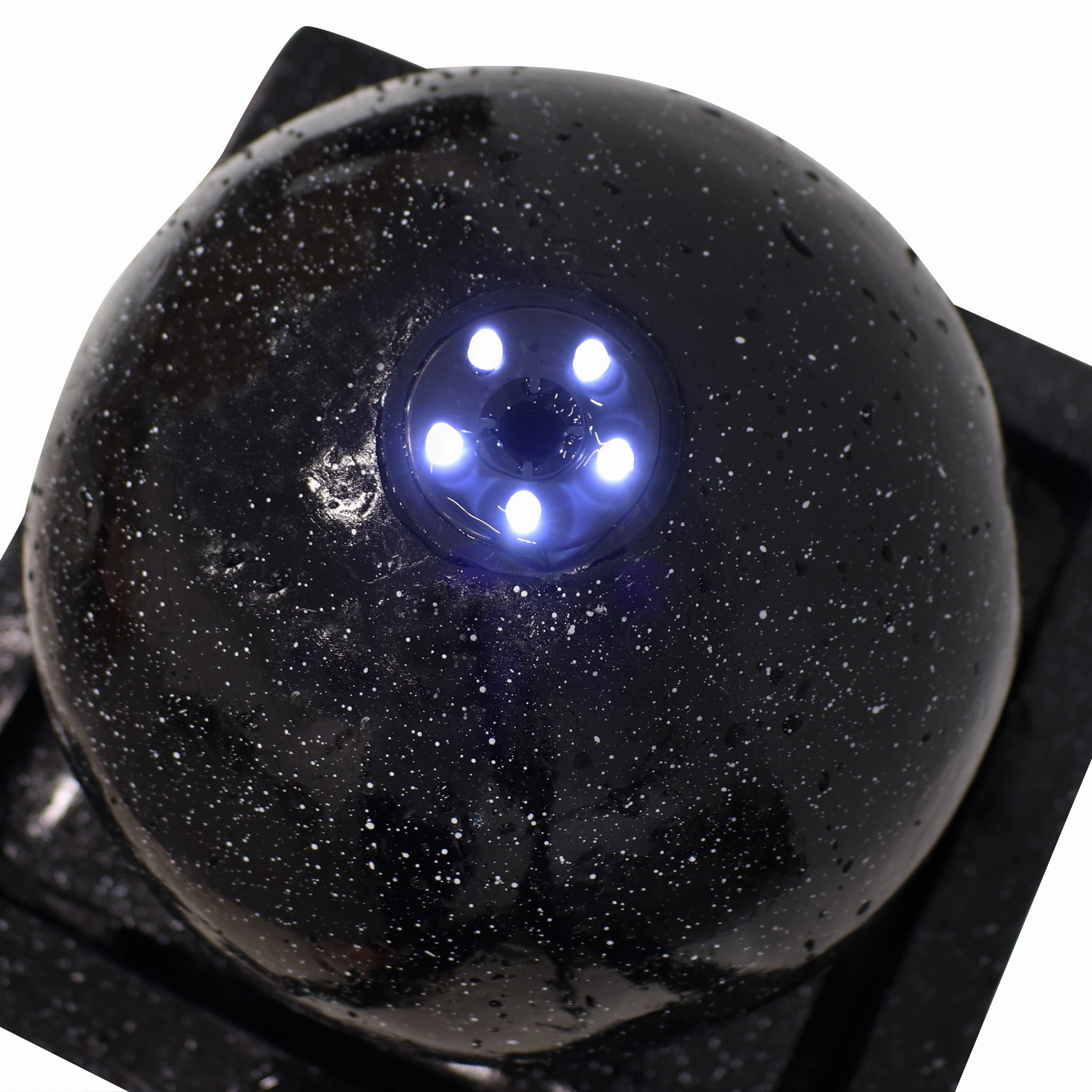 Sunnydaze Black Ball Solar Powered Fountain with Battery Backup and LED Lights - 30-Inch