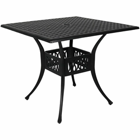 Sunnydaze Black Cast Aluminum Square Dining Table - 35"outdoor patio furniture set