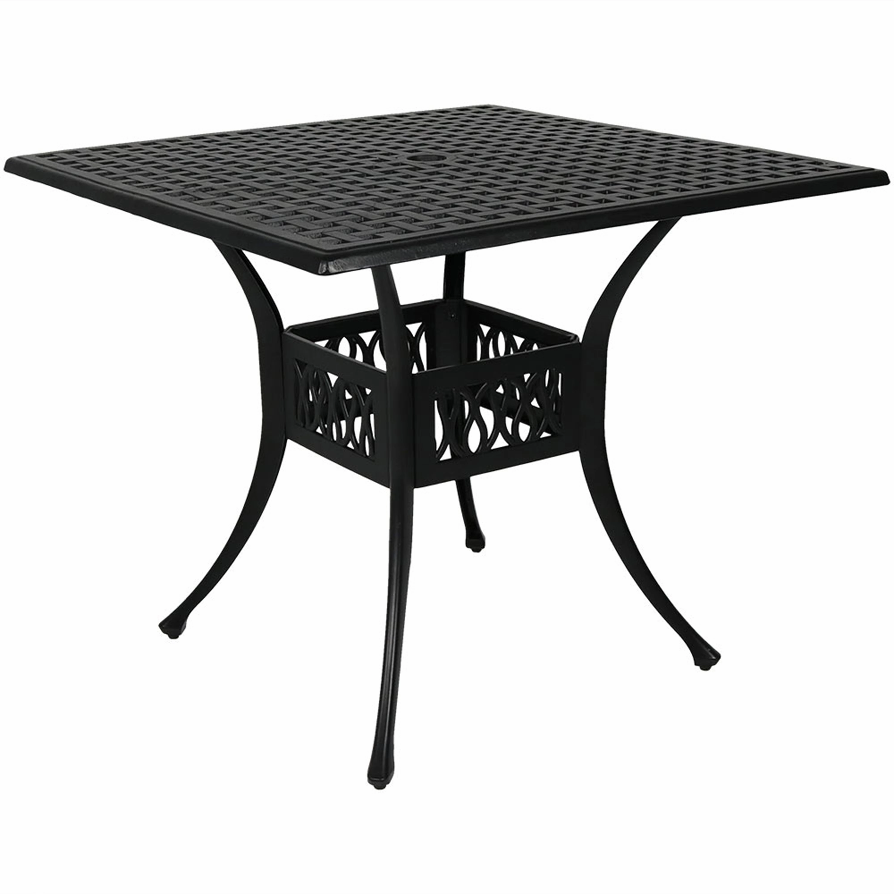 Sunnydaze Black Cast Aluminum Square Dining Table - 35"outdoor patio furniture set