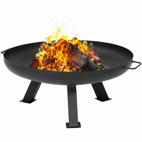 Sunnydaze Black Rustic Steel Fire Pit Bowl with Cover - 29.25"portable outdoor fire pit with lid