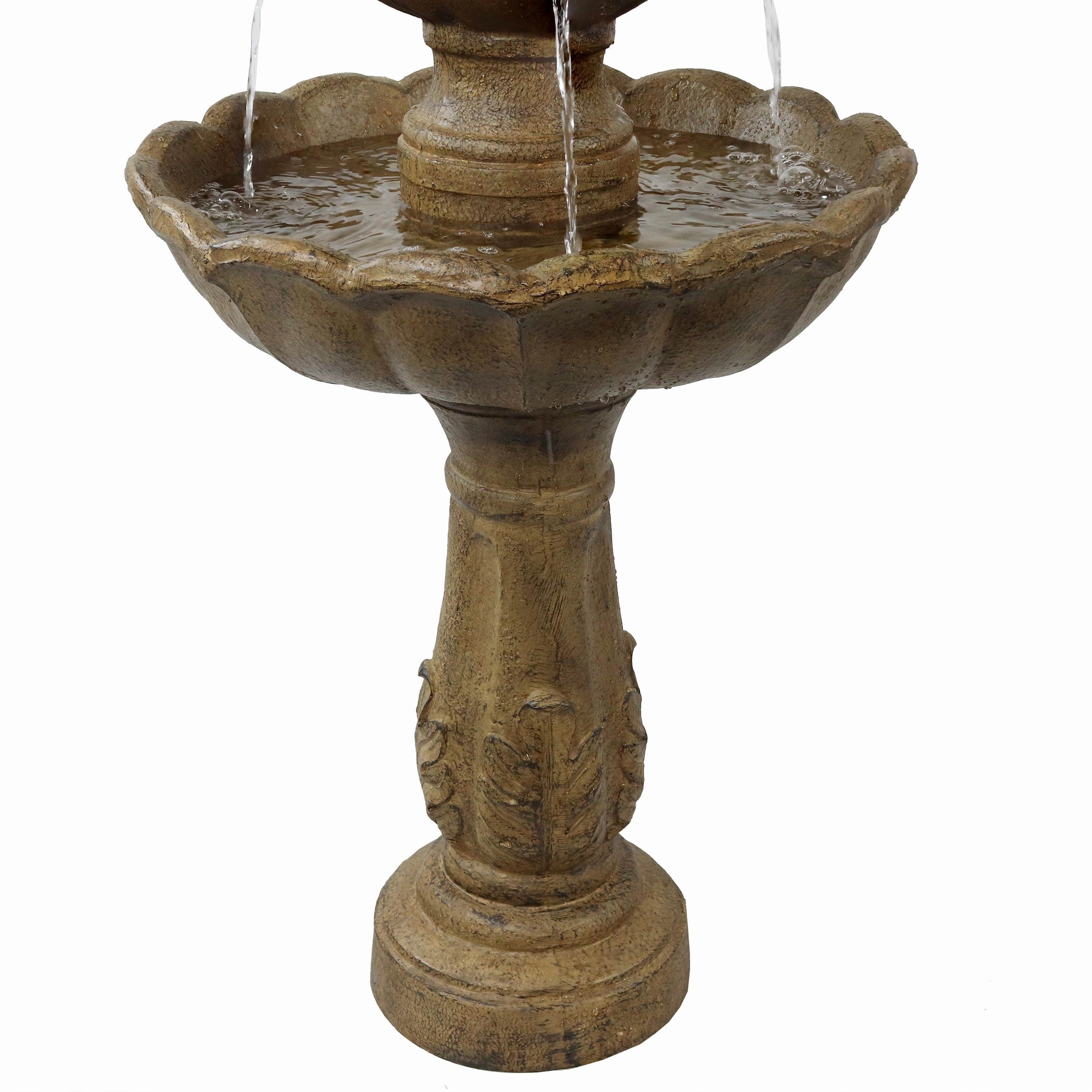 Sunnydaze Blooming Flower 2-Tier Outdoor Water Fountain - 38" H