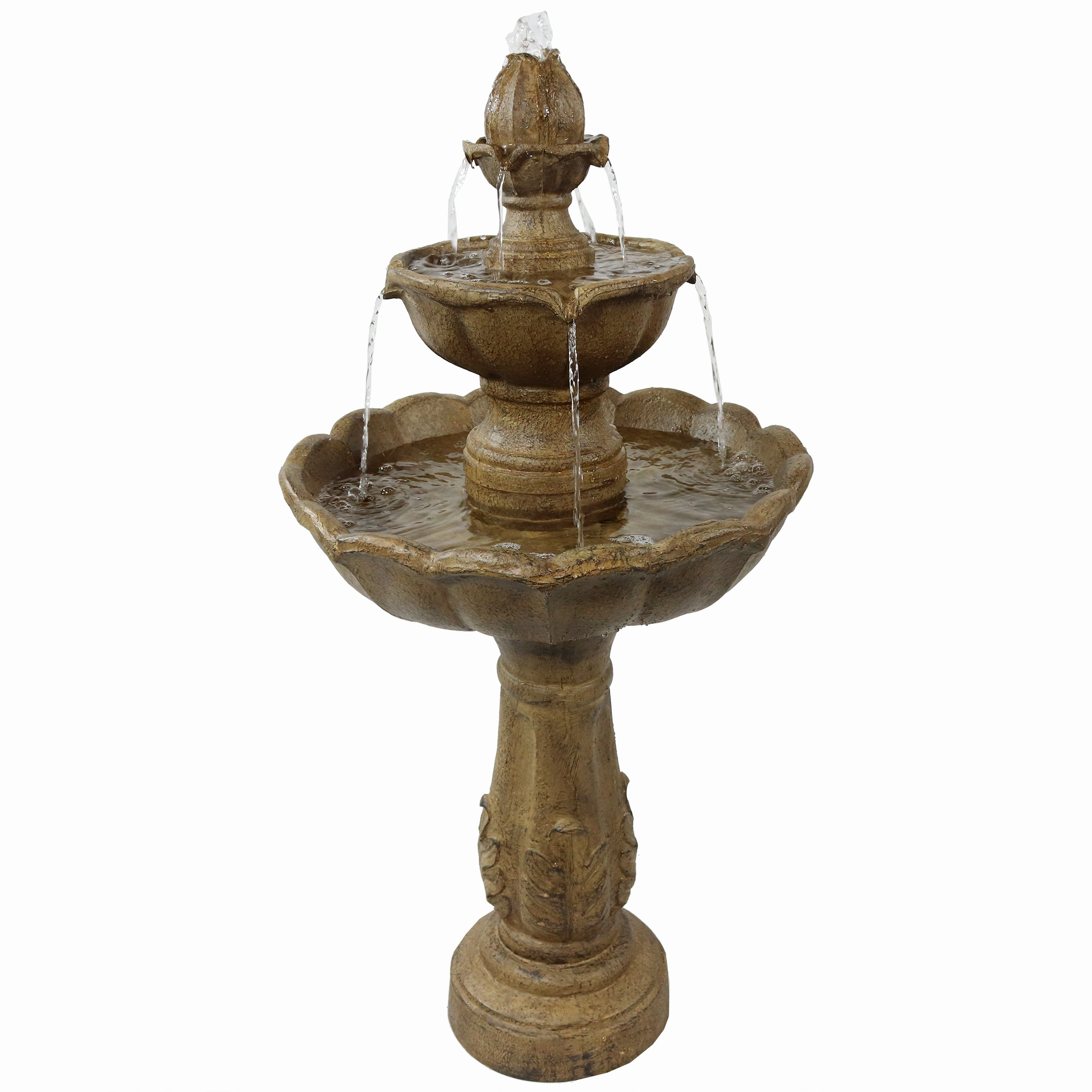 Sunnydaze Blooming Flower 2-Tier Outdoor Water Fountain - 38" Houtdoor garden water fountain