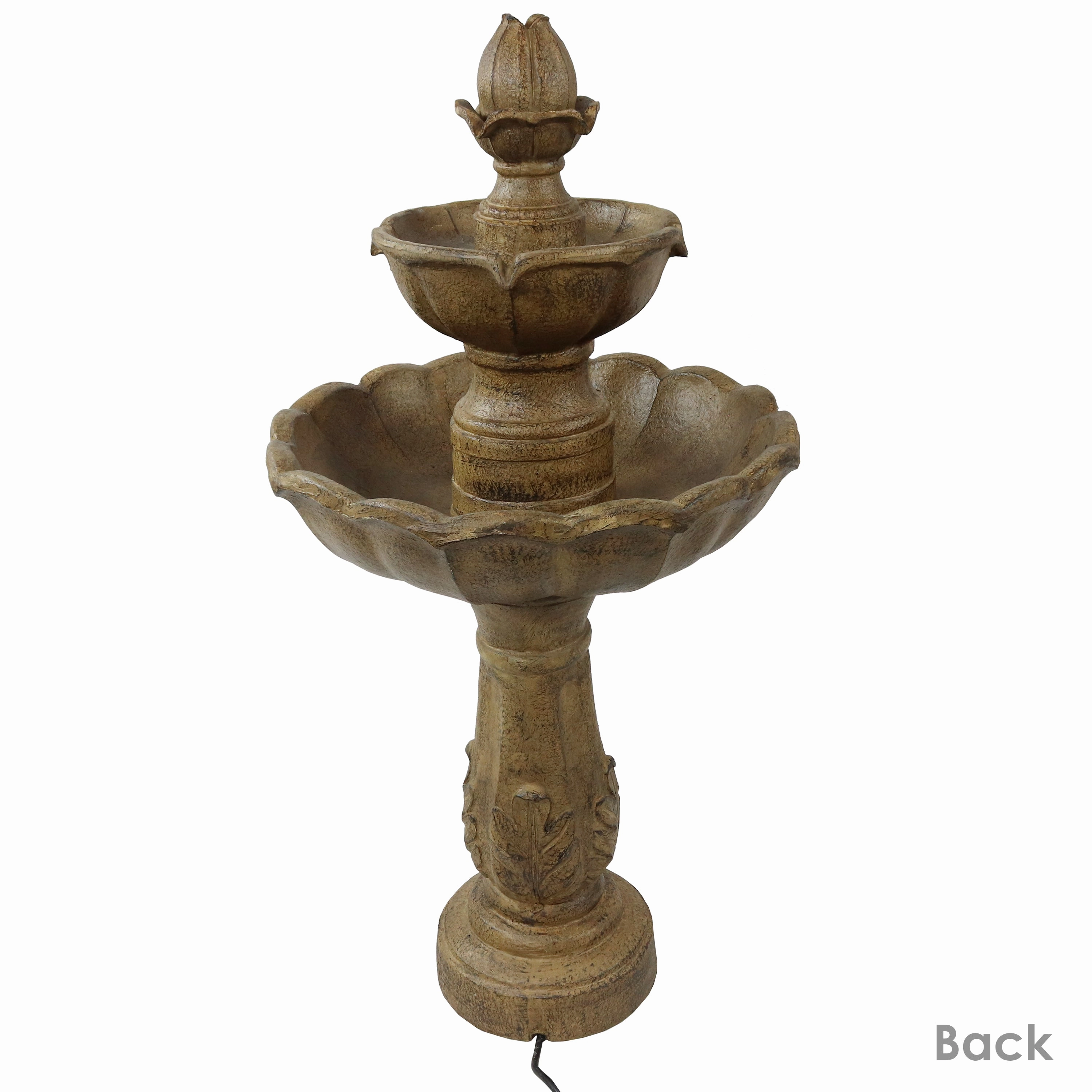 Sunnydaze Blooming Flower 2-Tier Outdoor Water Fountain - 38" H