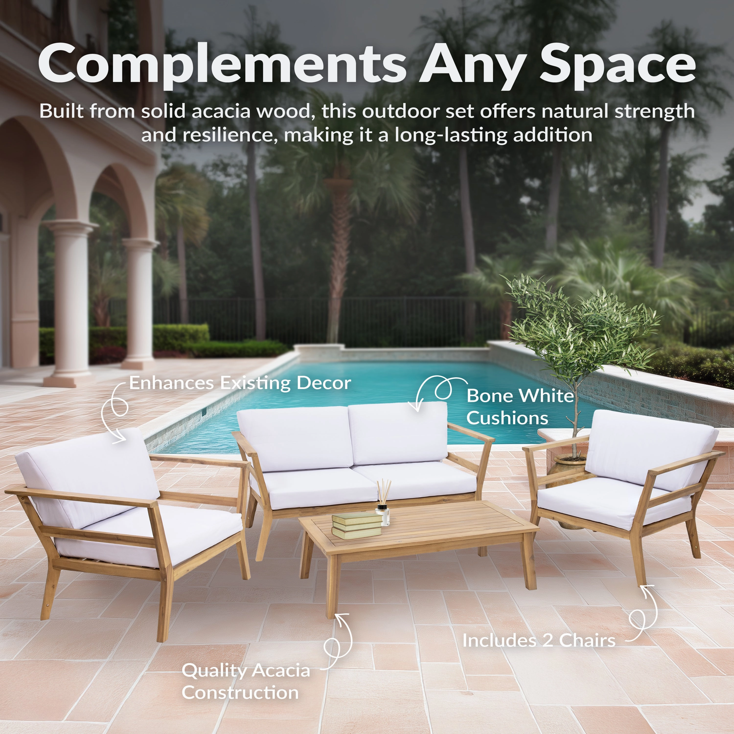Sunnydaze Bodie 4-Piece Patio Furniture Set - Outdoor Patio Conversation Set