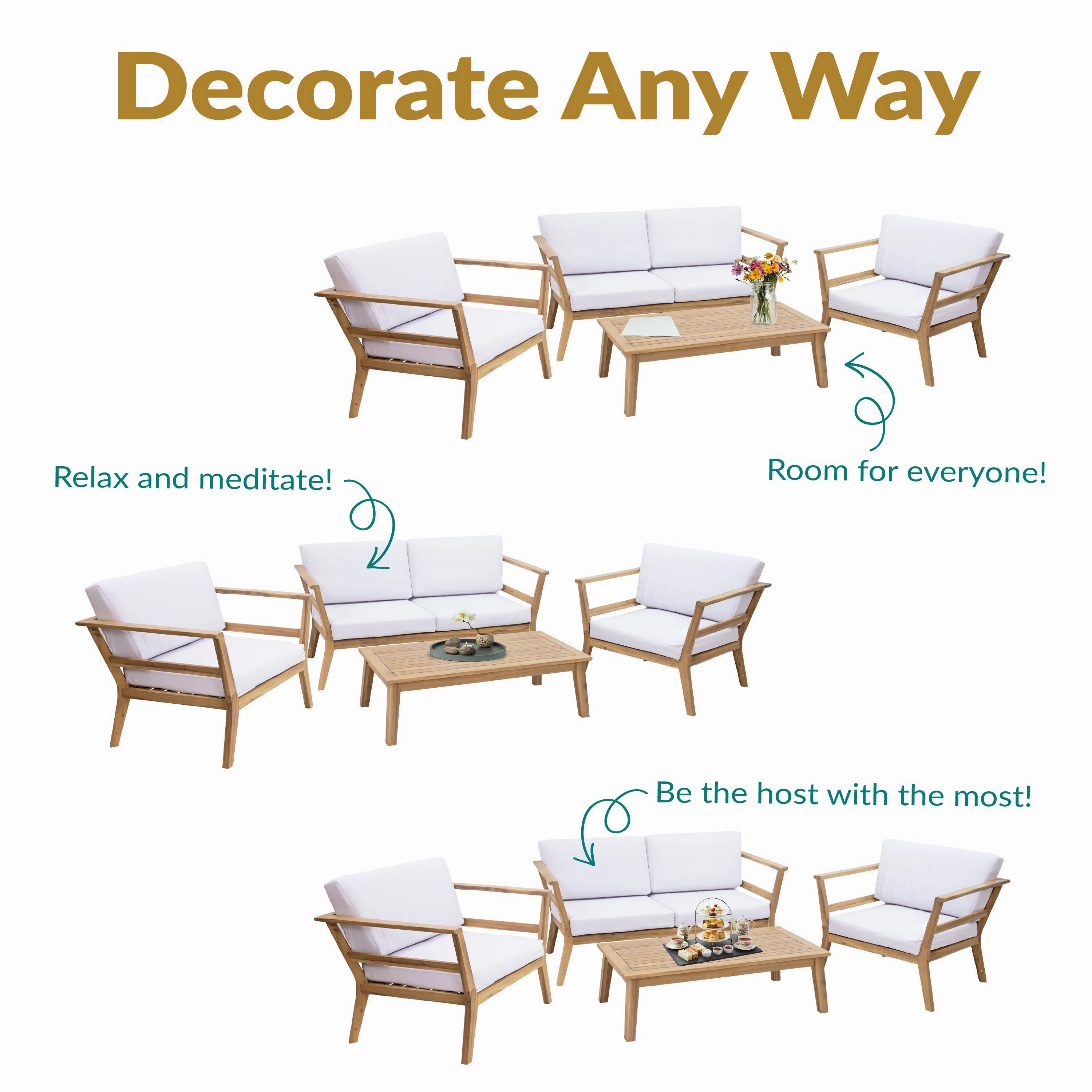 Sunnydaze Bodie 4-Piece Patio Furniture Set - Outdoor Patio Conversation Set