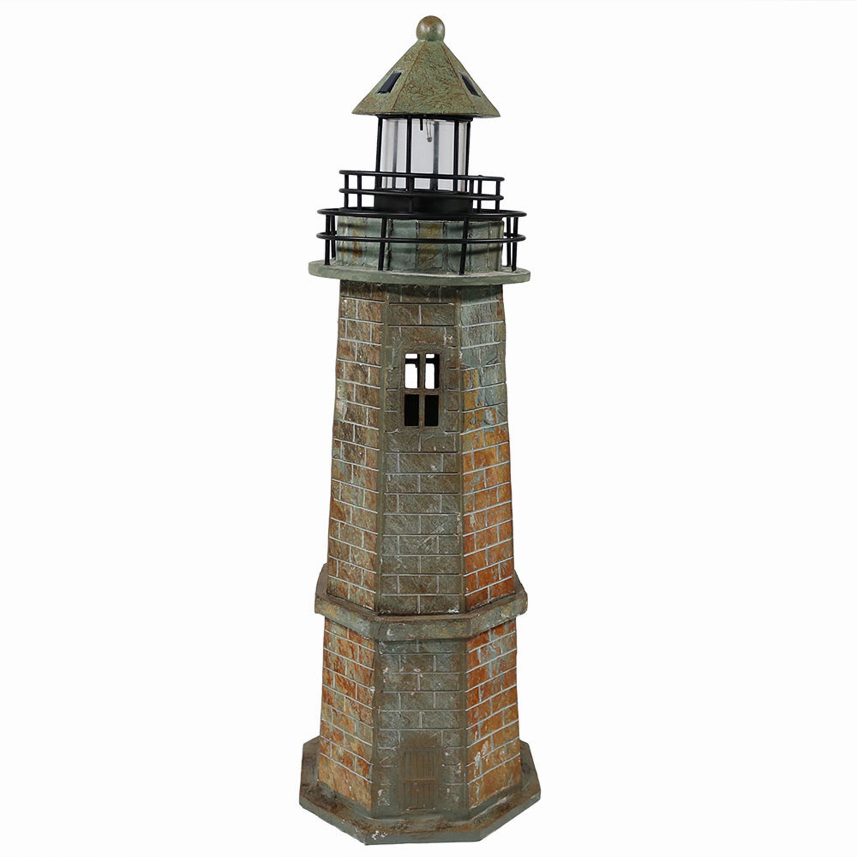 Sunnydaze Brick Solar LED Lighthouseoutdoor garden decorative ornaments