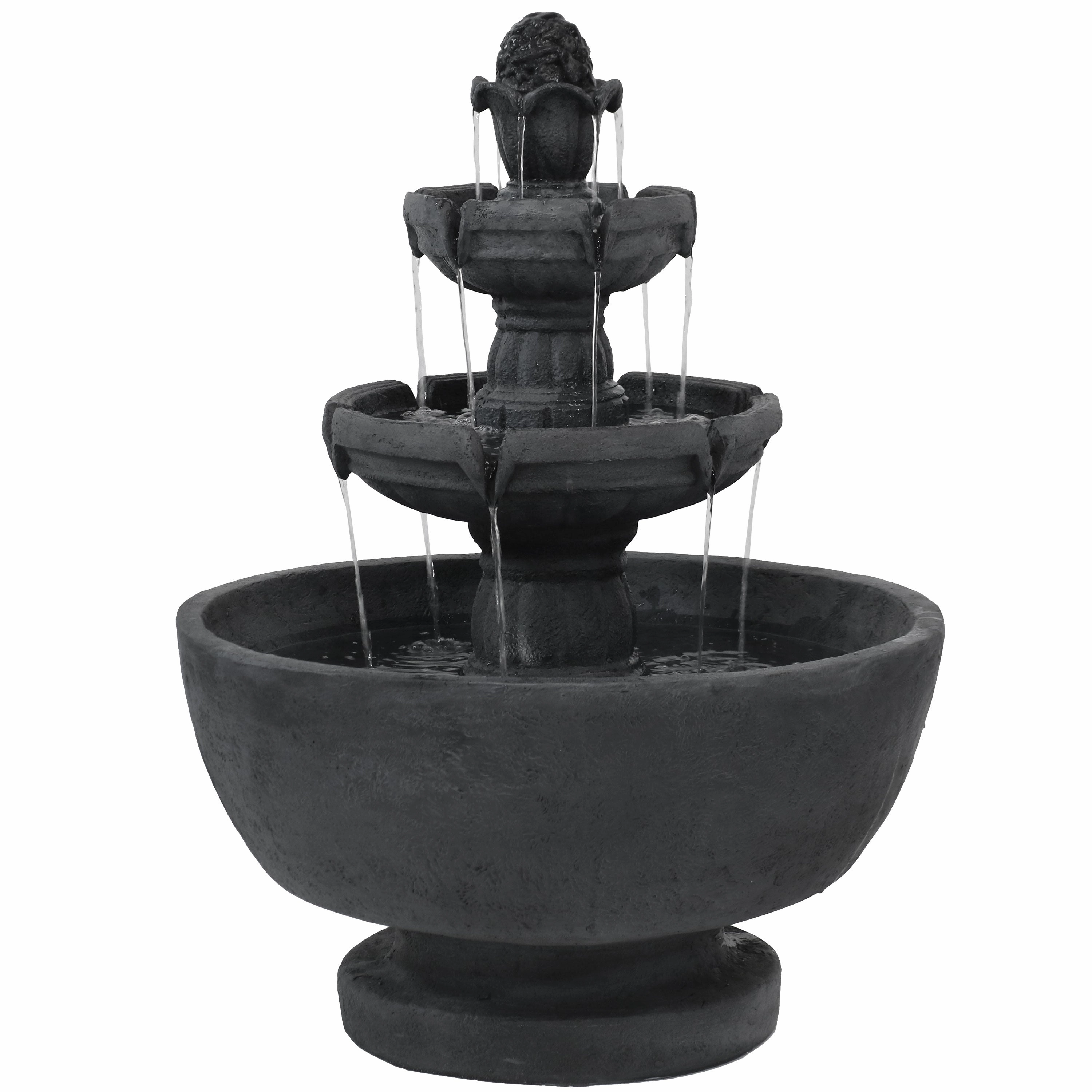 Sunnydaze Budding Fruition 3-Tier Outdoor Water Fountain - 34" Houtdoor garden water fountain
