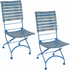 Sunnydaze Cafe Couleur Folding Chestnut Wooden Folding Bistro Chair - Blueoutdoor patio furniture set
