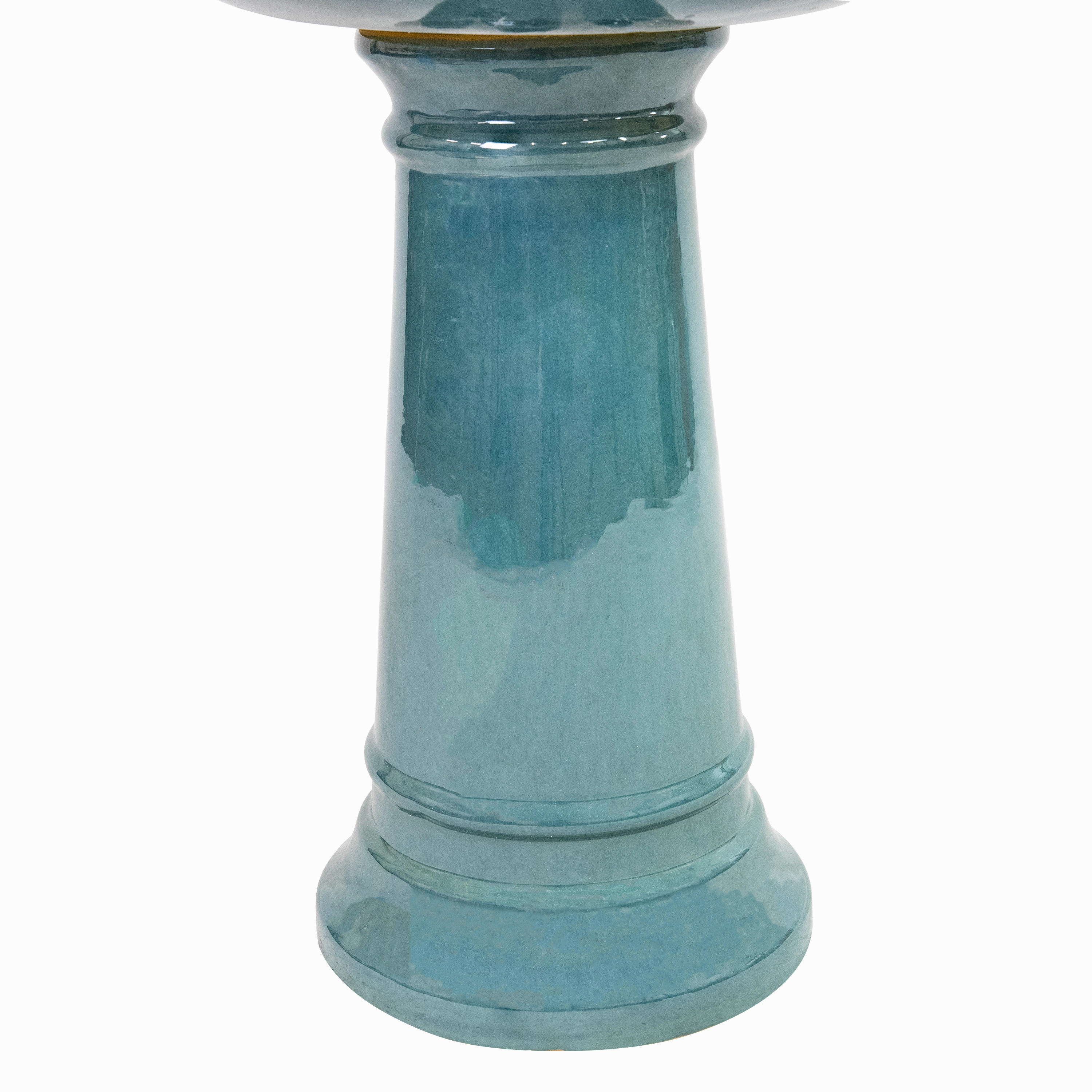 Sunnydaze Calais Glazed Ceramic Bird Bath - Jade Green - 25" H