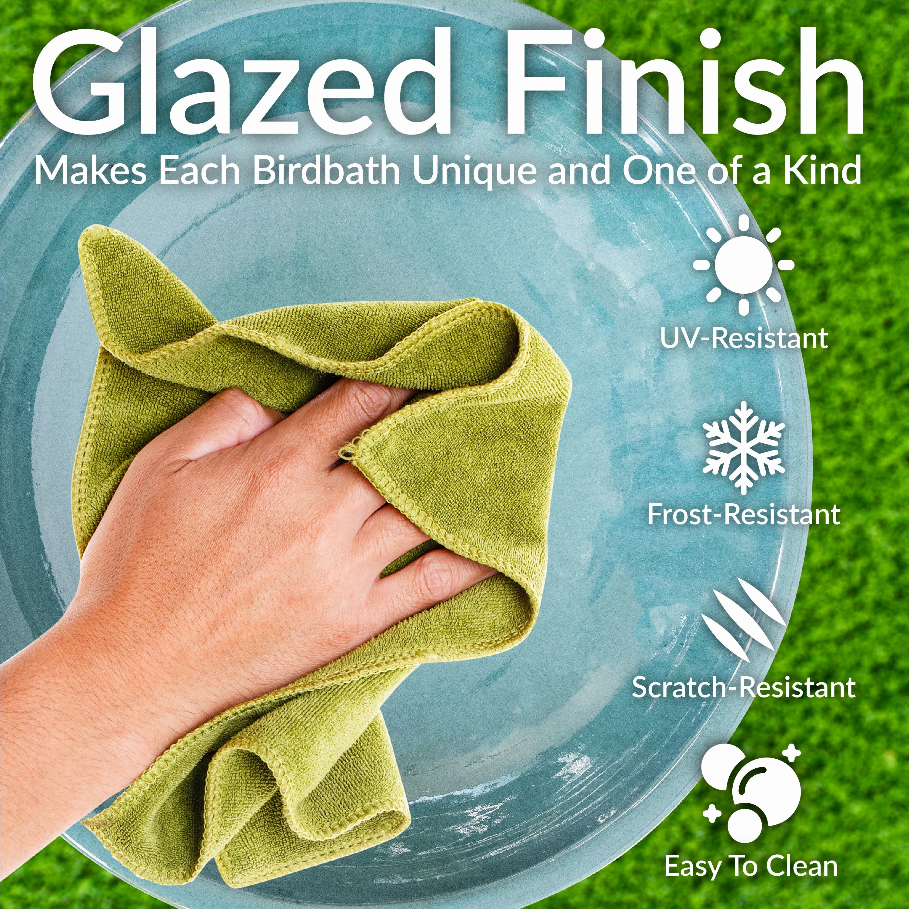 Sunnydaze Calais Glazed Ceramic Bird Bath - Jade Green - 25" H