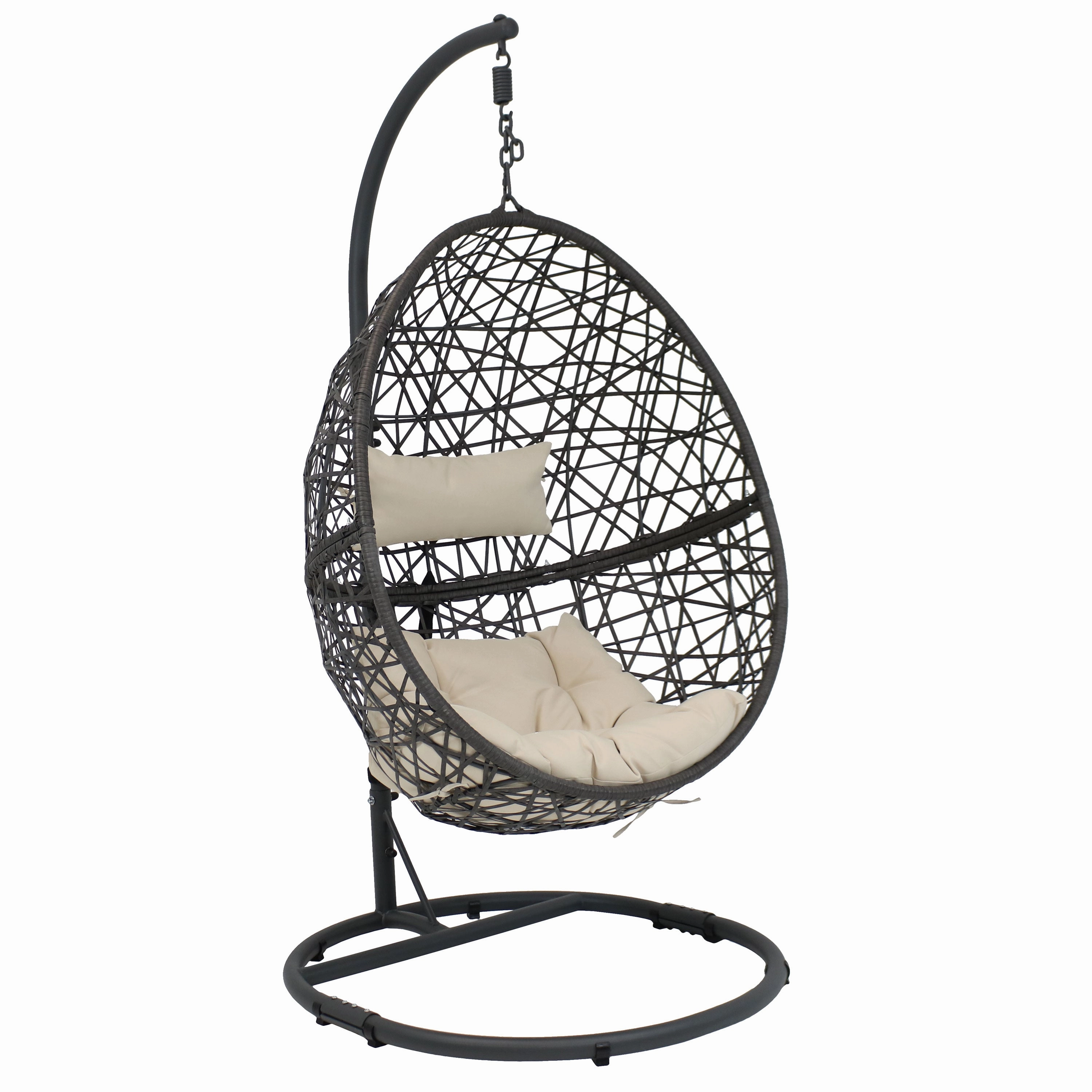 Sunnydaze Caroline Hanging Egg Chair with Steel Stand and Cushionoutdoor patio furniture set