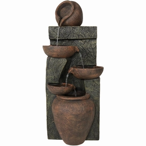 Sunnydaze Cascading Earthenware Pottery Stream Fountain - 39" Houtdoor garden water fountain