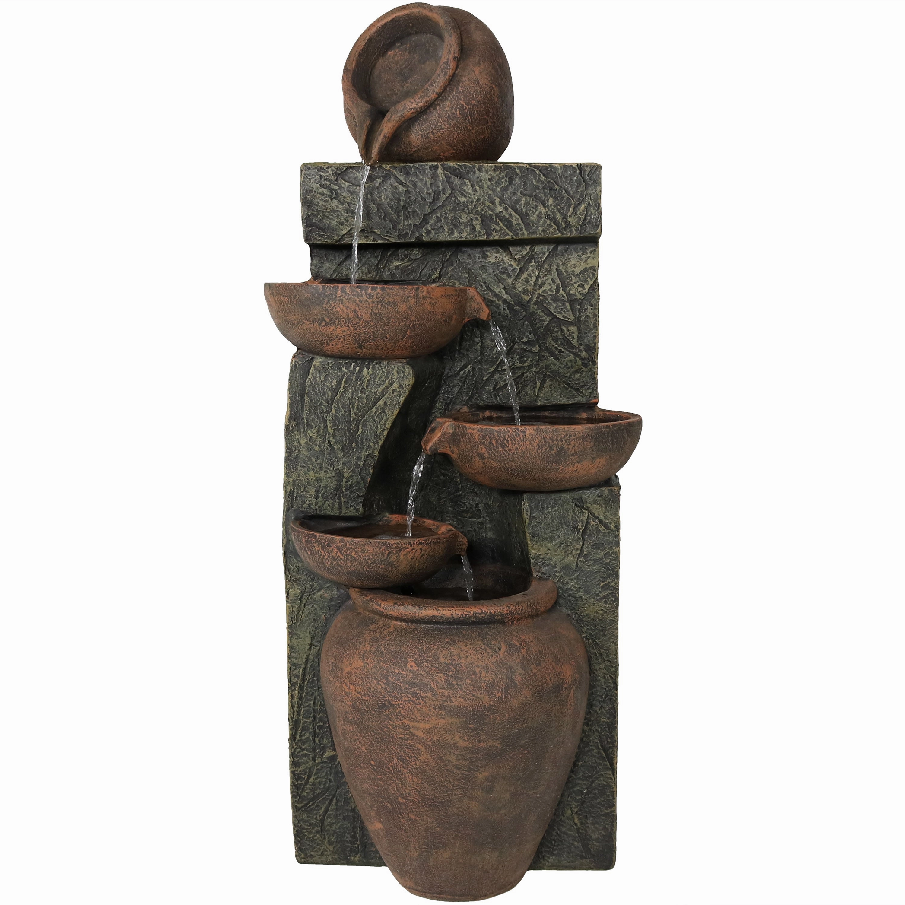 Sunnydaze Cascading Earthenware Pottery Stream Fountain - 39" Houtdoor garden water fountain
