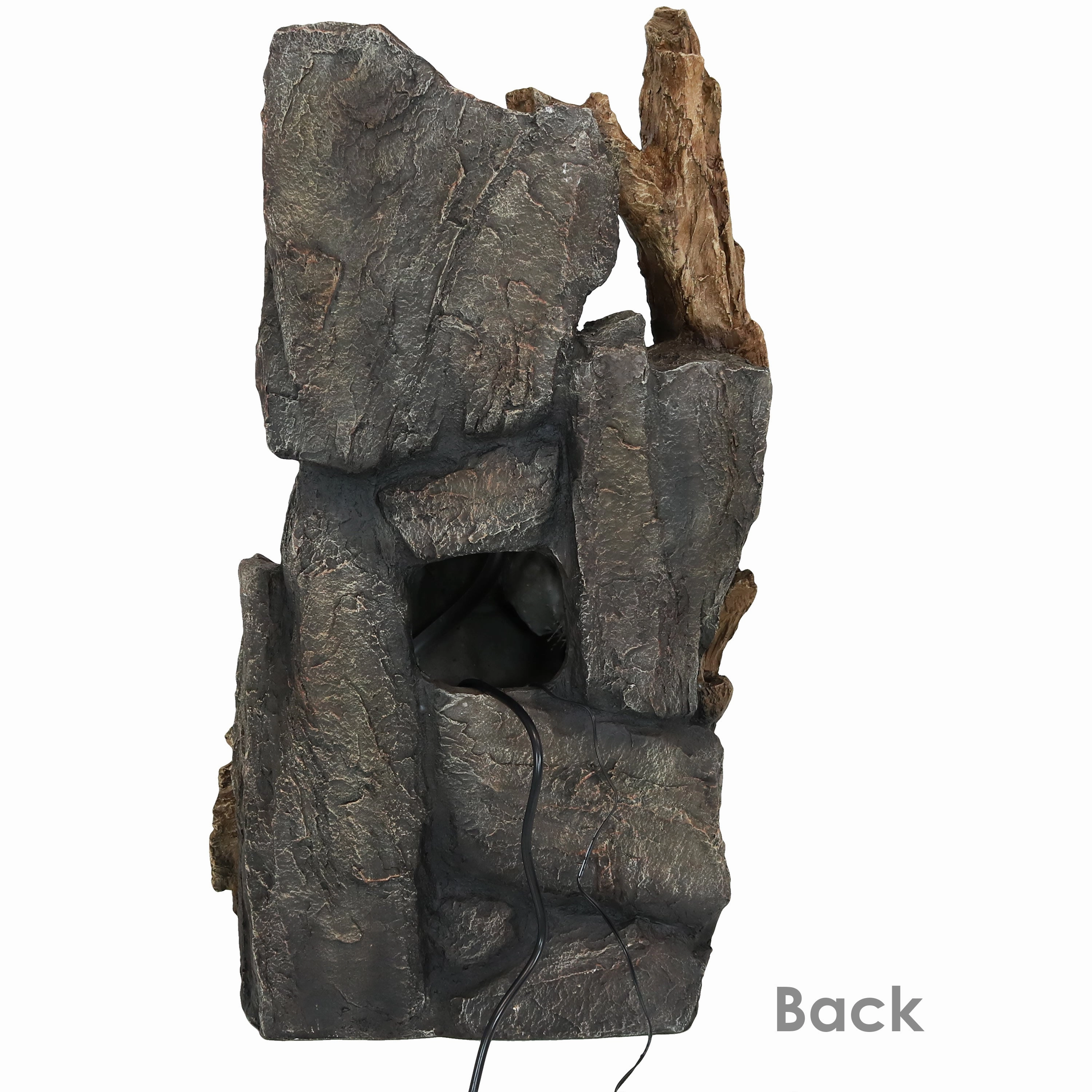 Sunnydaze Cascading Mountainside Outdoor Fountain with LED Light - 35"