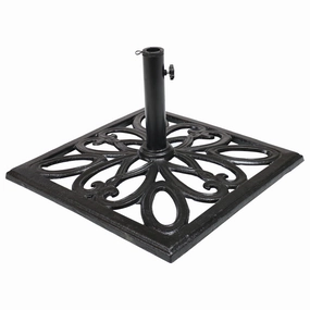 Sunnydaze Cast Iron Imperial Black Geometric Umbrella Base - 22"adjustable height outdoor parasol