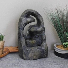 Sunnydaze Cavernous Rock Tiers Indoor Tabletop Fountain - 12"outdoor garden water fountain